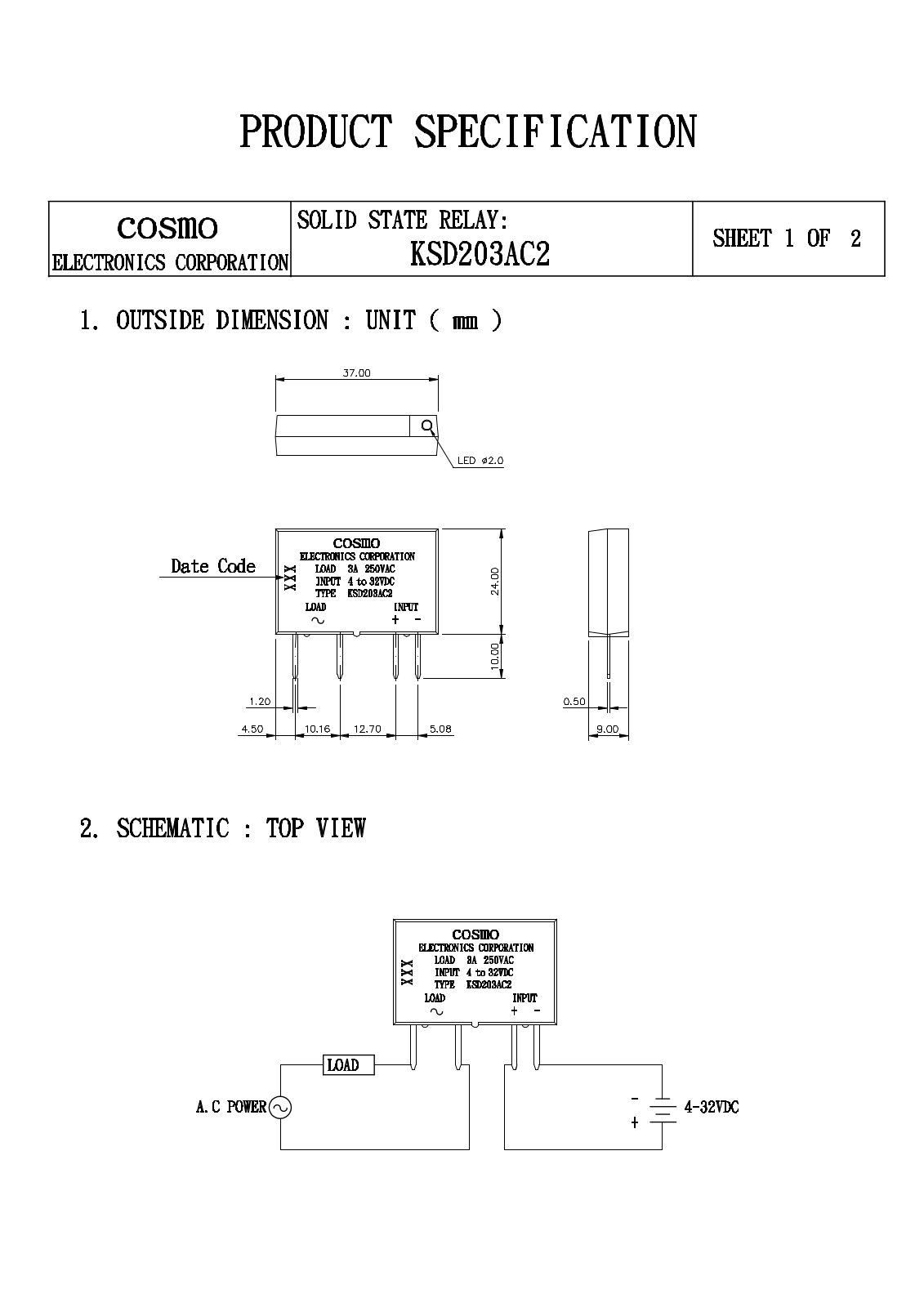 COSMO KSD203AC2 Datasheet