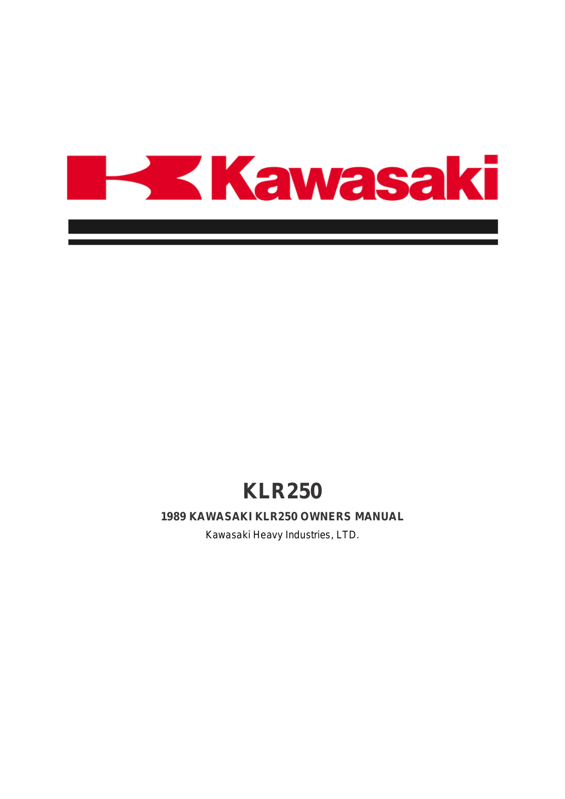 Kawasaki KLR250 User Manual