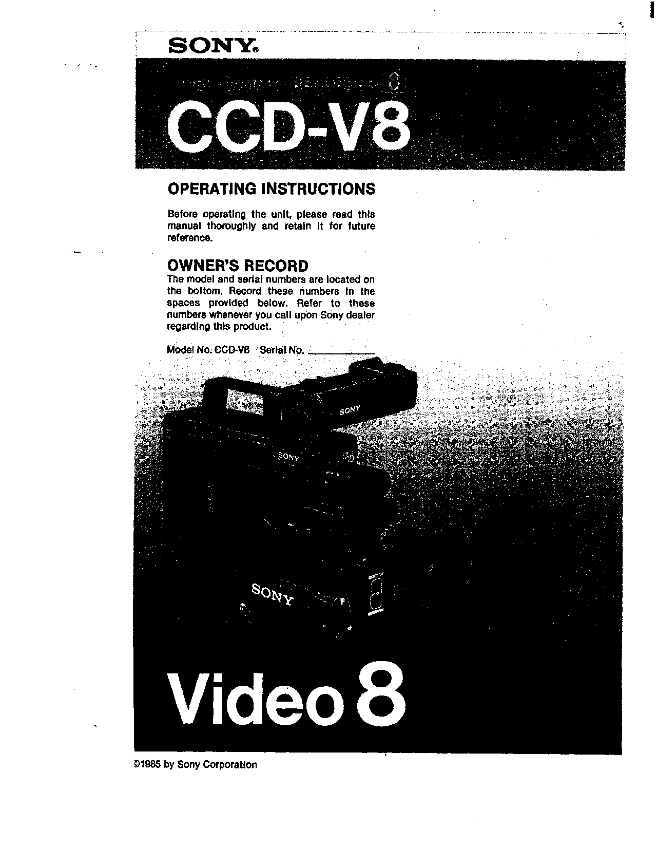 Sony CCD-V8 User Manual