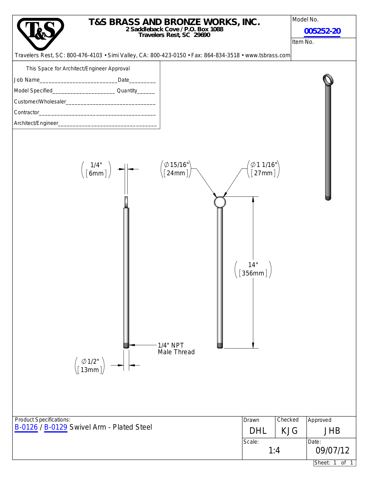 T&S Brass 005252-20 Parts List