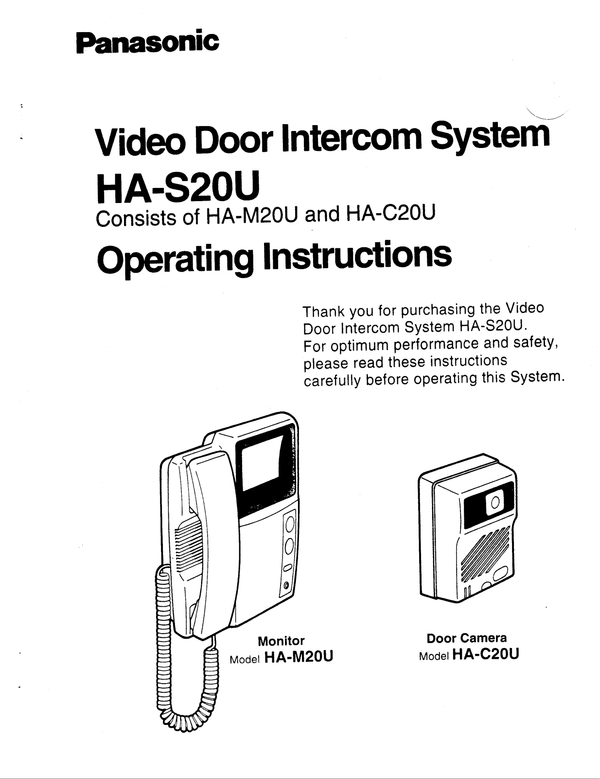 Panasonic HA-C20U, HA-M20U User Manual