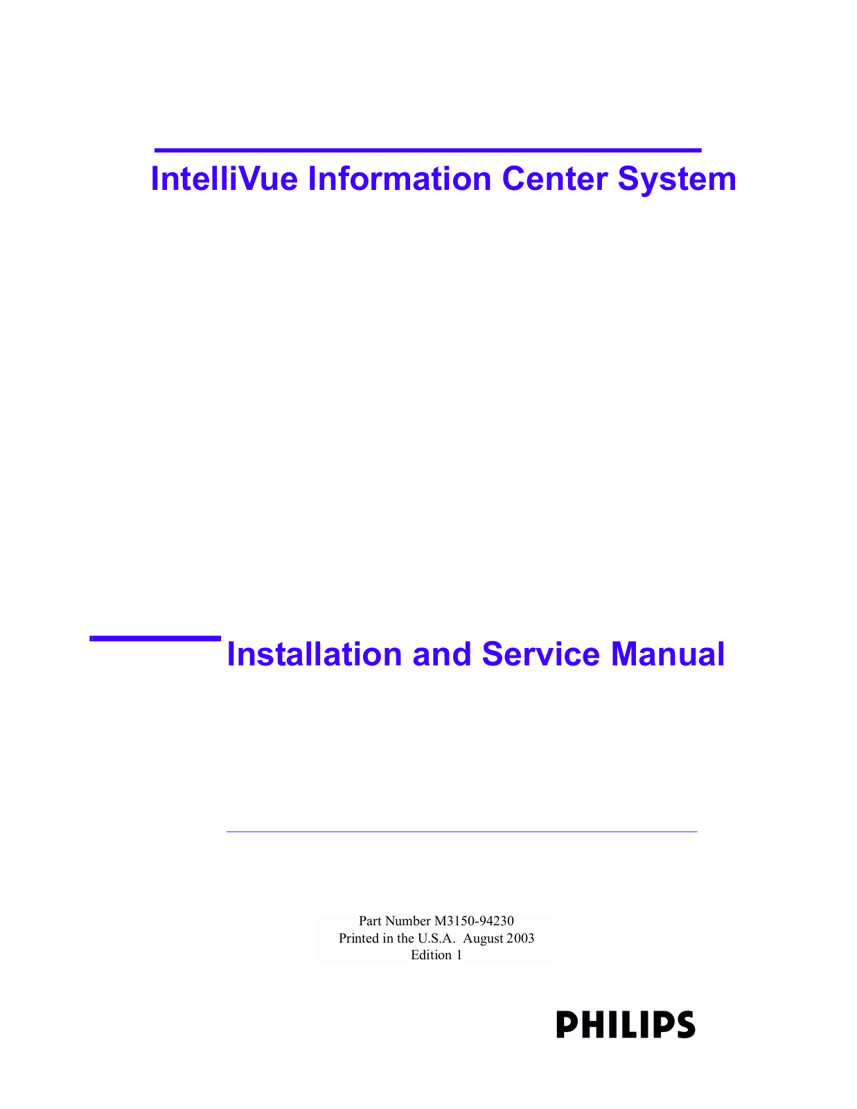 Philips IntelliVue M3150 Service manual
