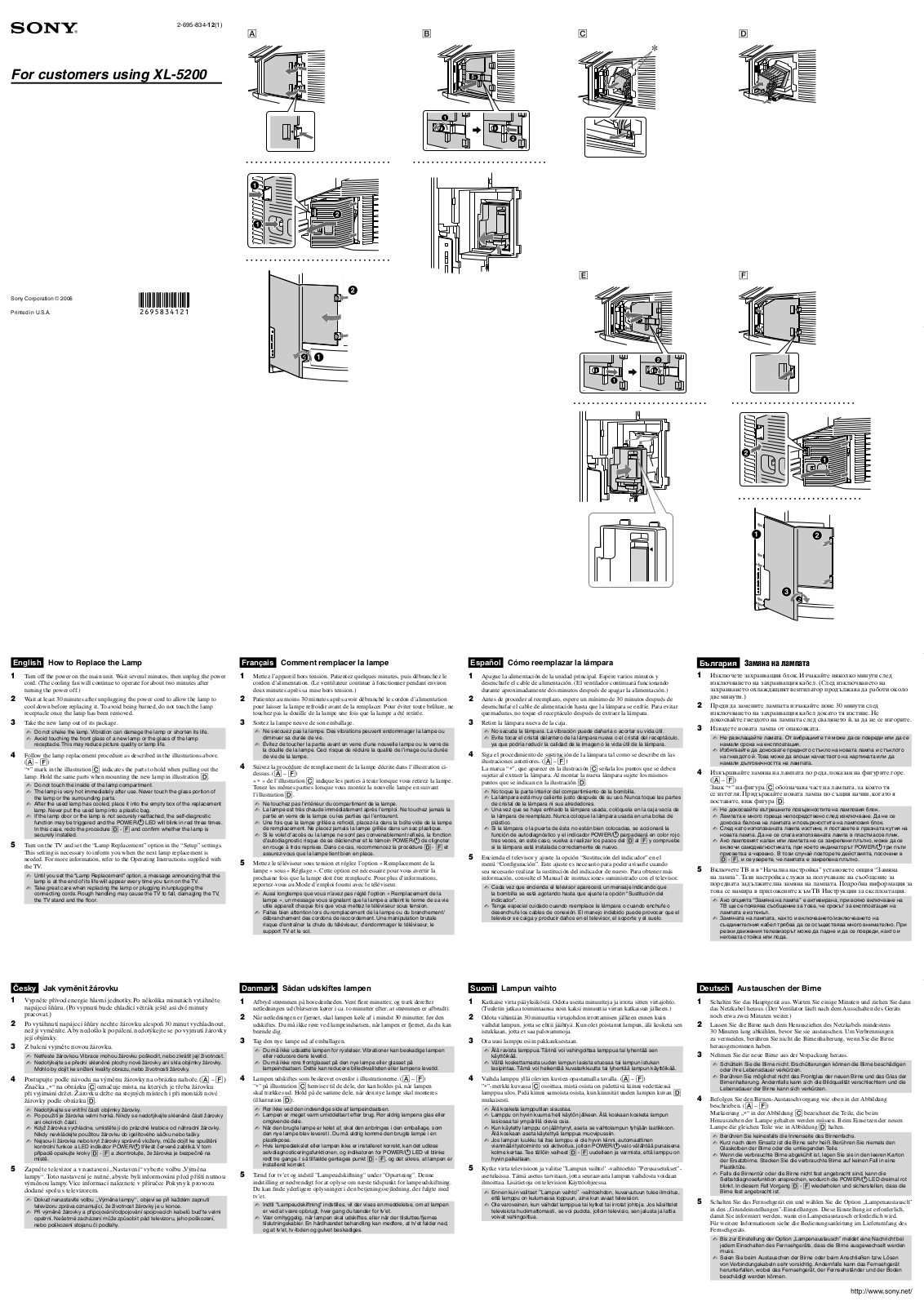 Sony XL-5200 User Manual