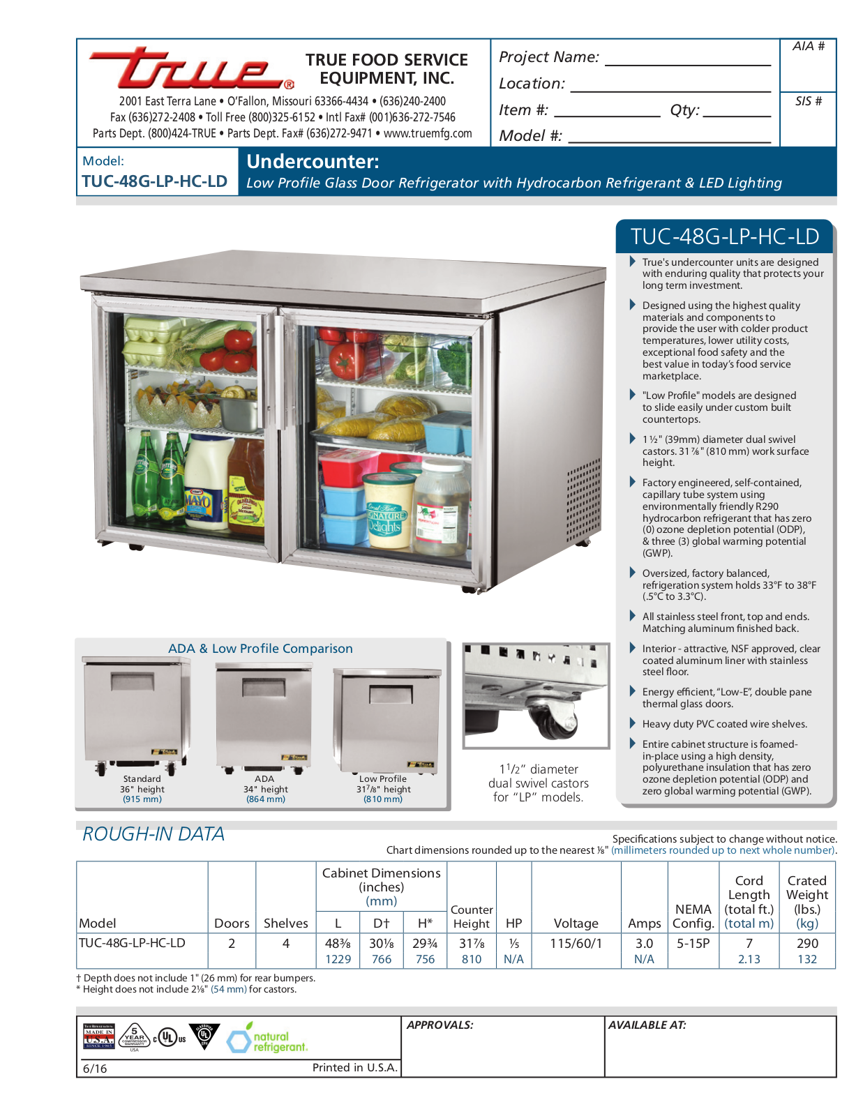 True TUC-48G-LP-HC-LD User Manual