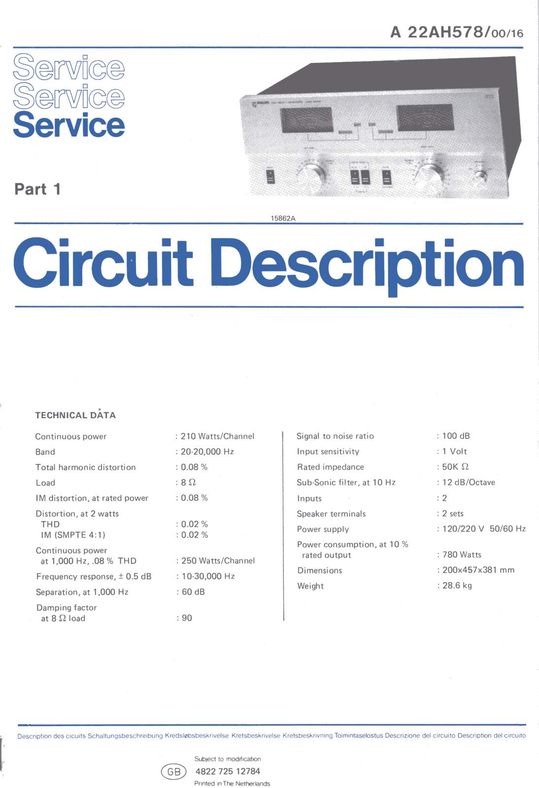 Philips AH-578 Service manual