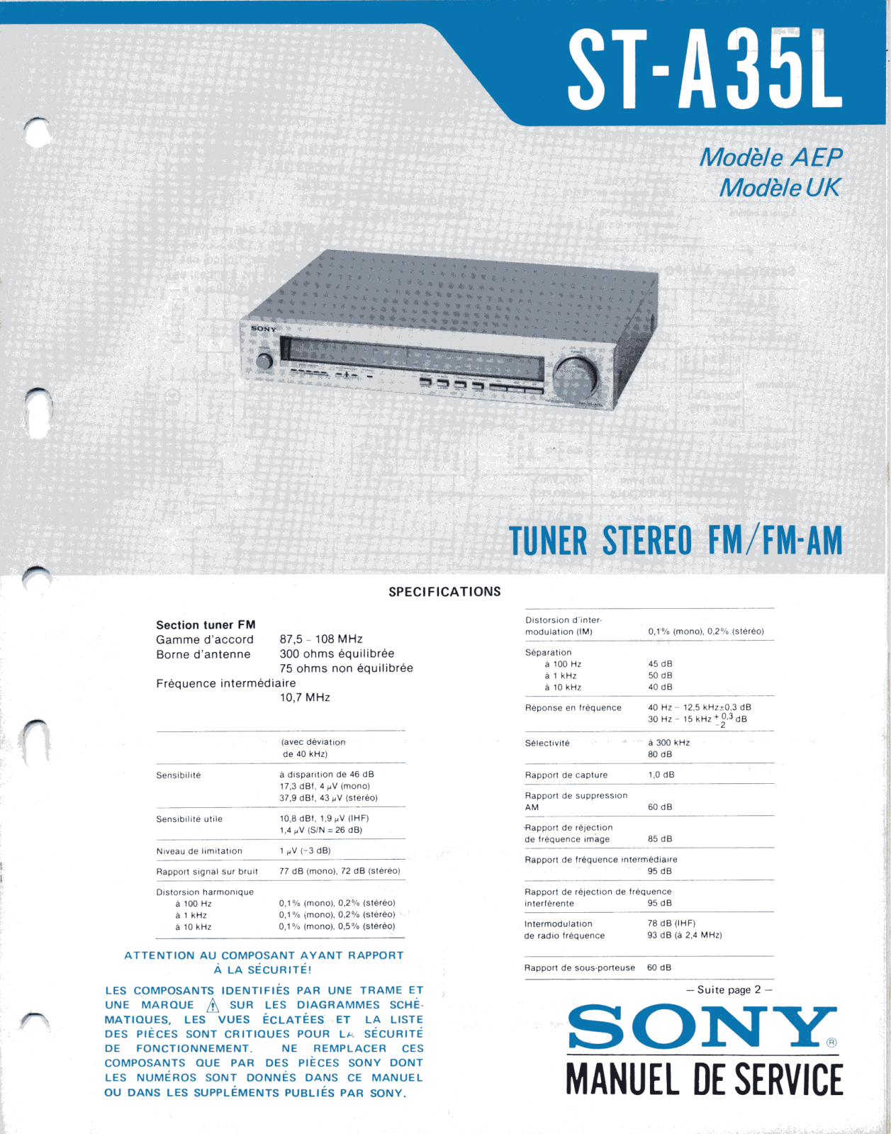 Sony STA-35-L Service manual