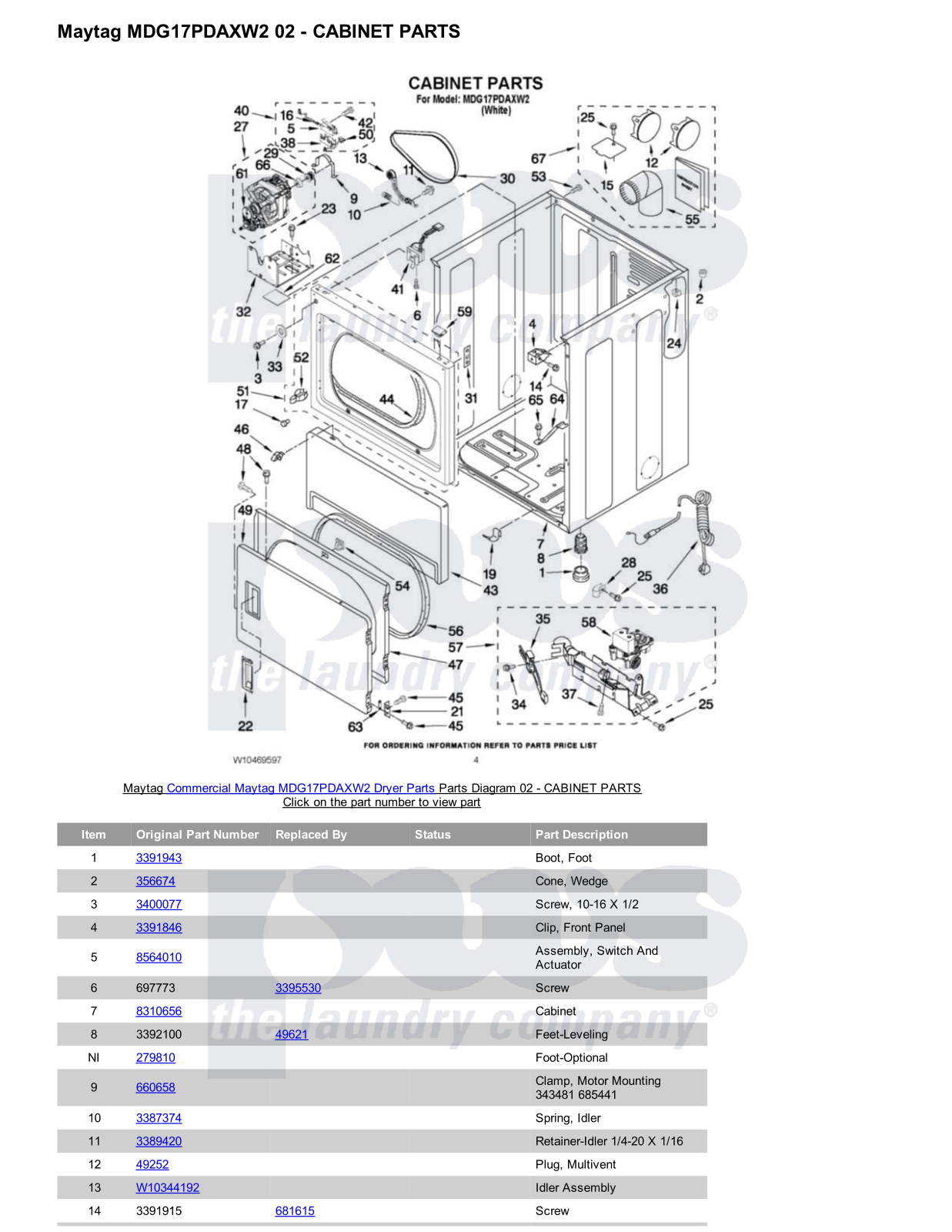 Maytag MDG17PDAXW2 Parts Diagram