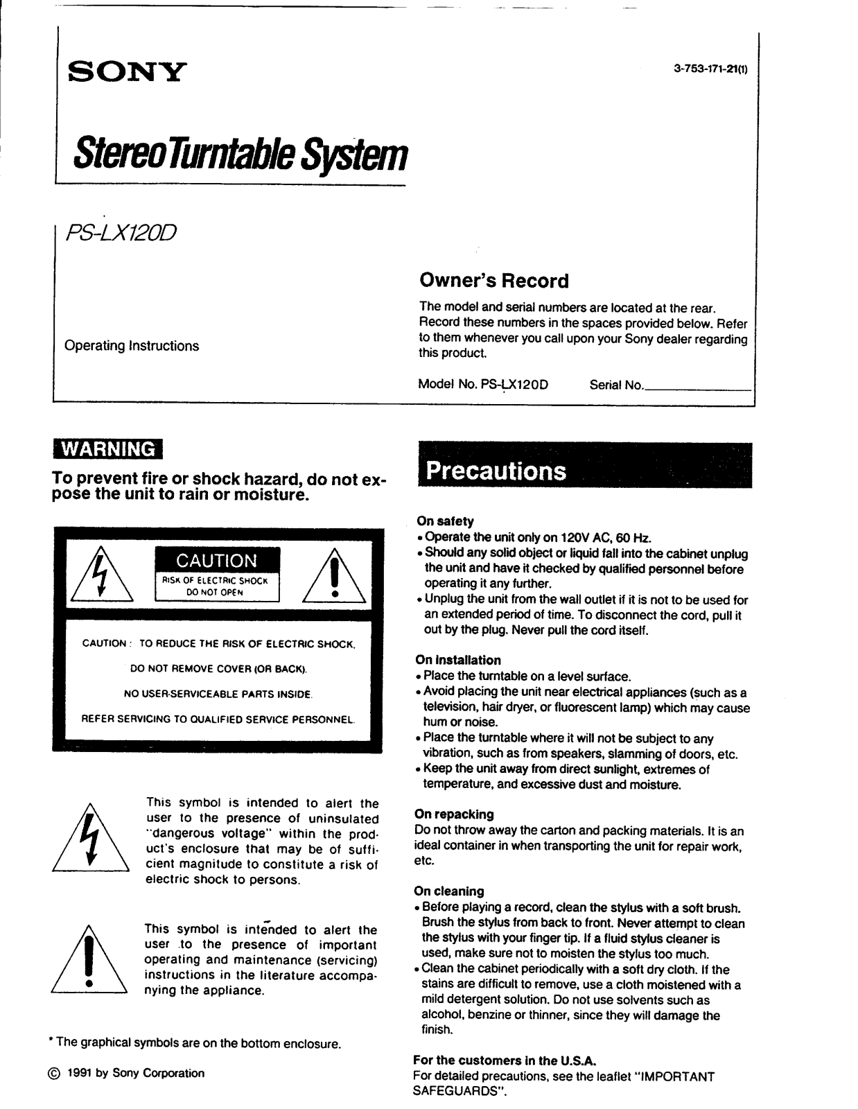 Sony PS-LX120D User Manual