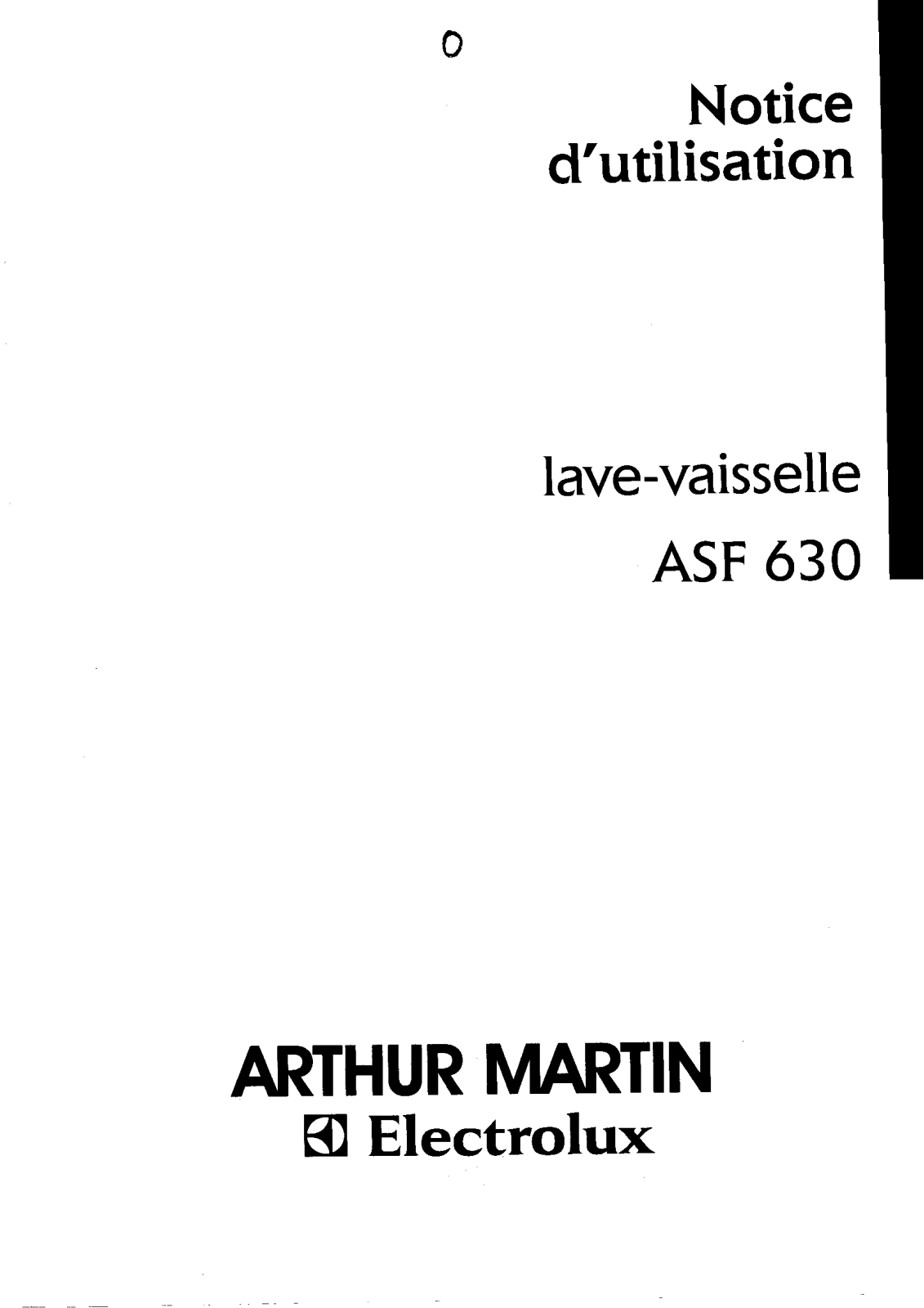 ARTHUR MARTIN ASF 630 User Manual