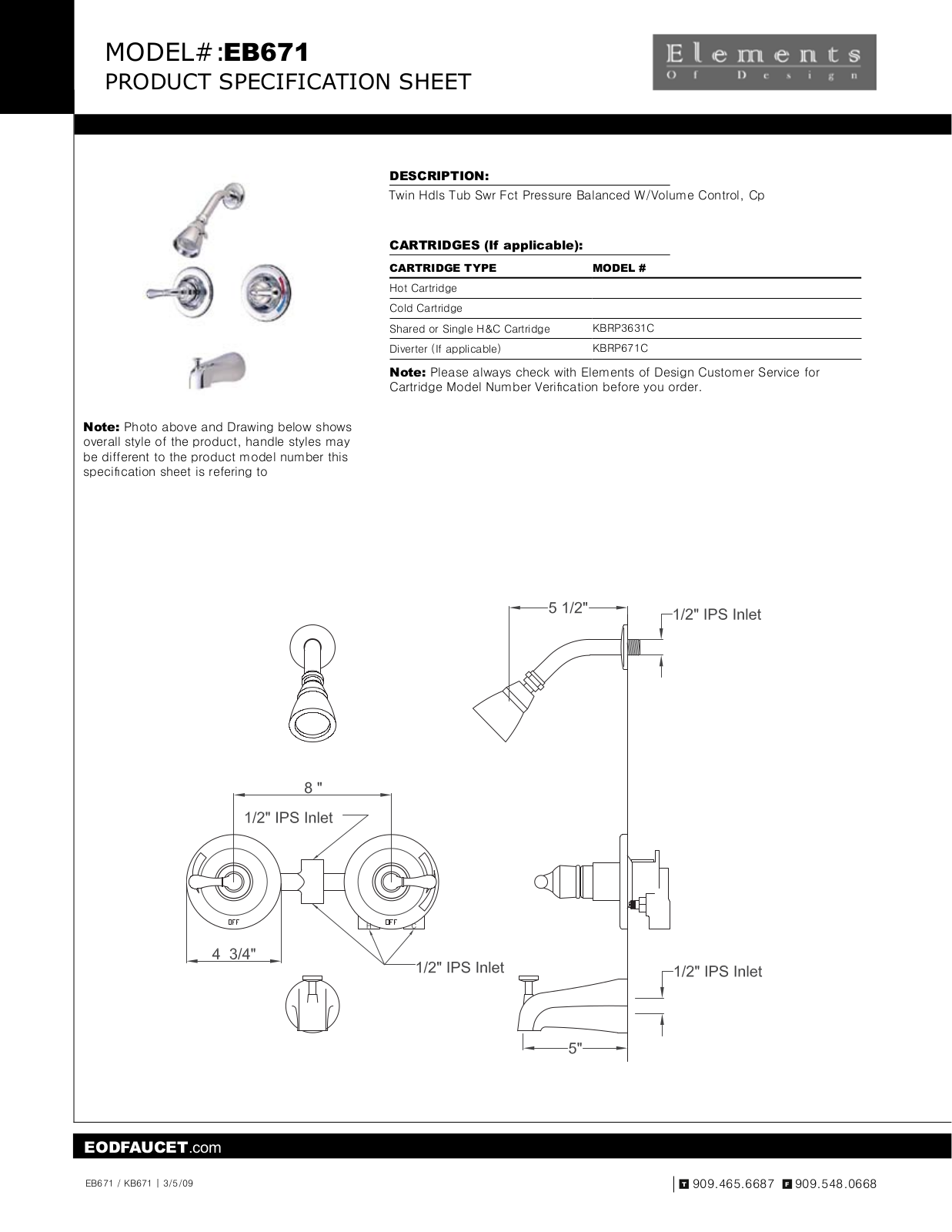 Elements of Design EDE2062 Specification Sheet - ManualMachine.com