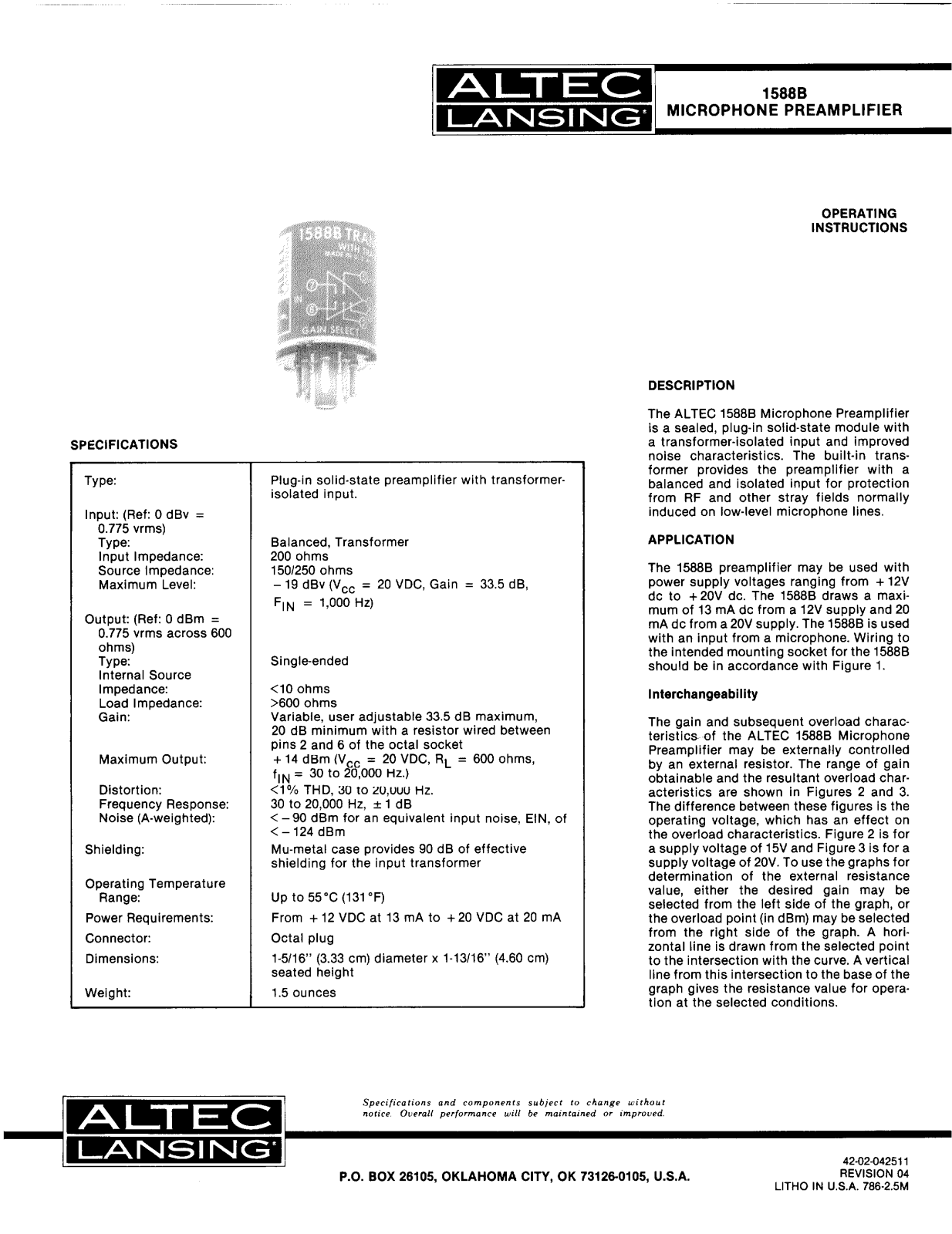 Altec 588B Schematic