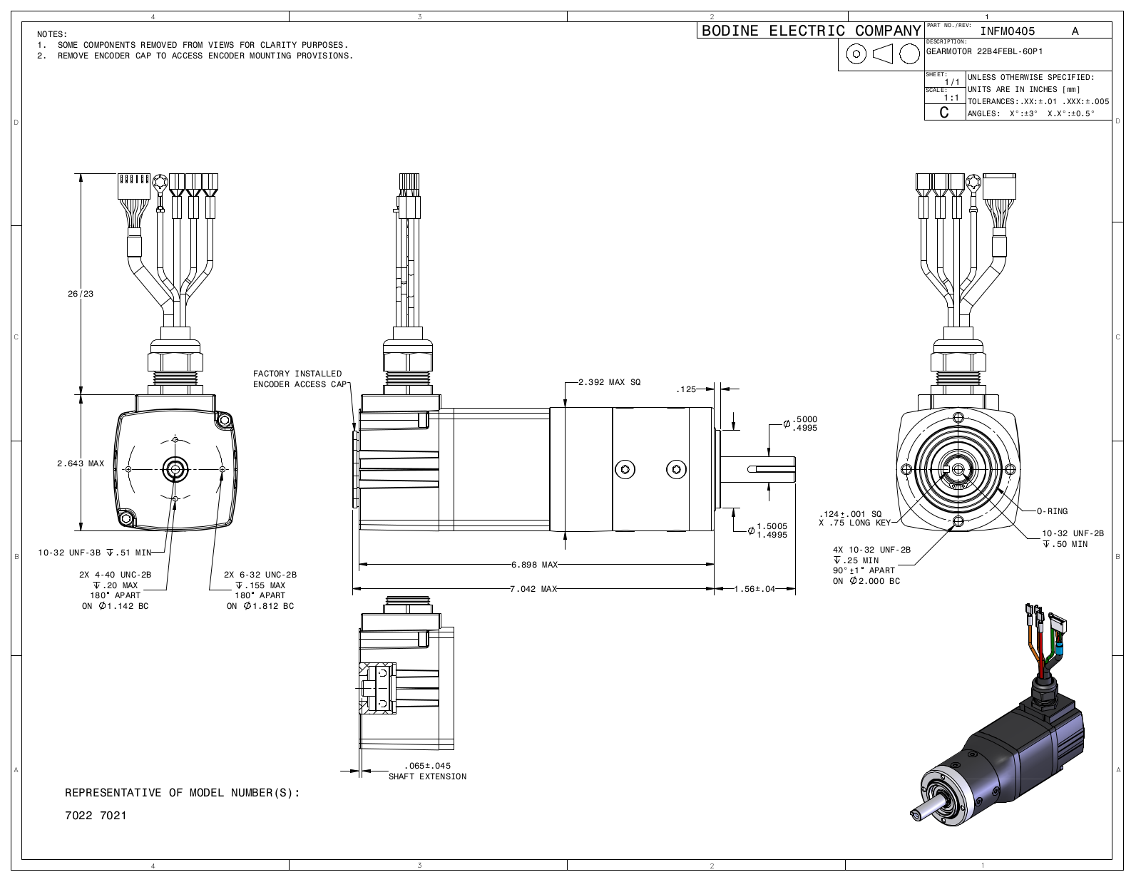 Bodine 7022, 7021 Reference Drawing