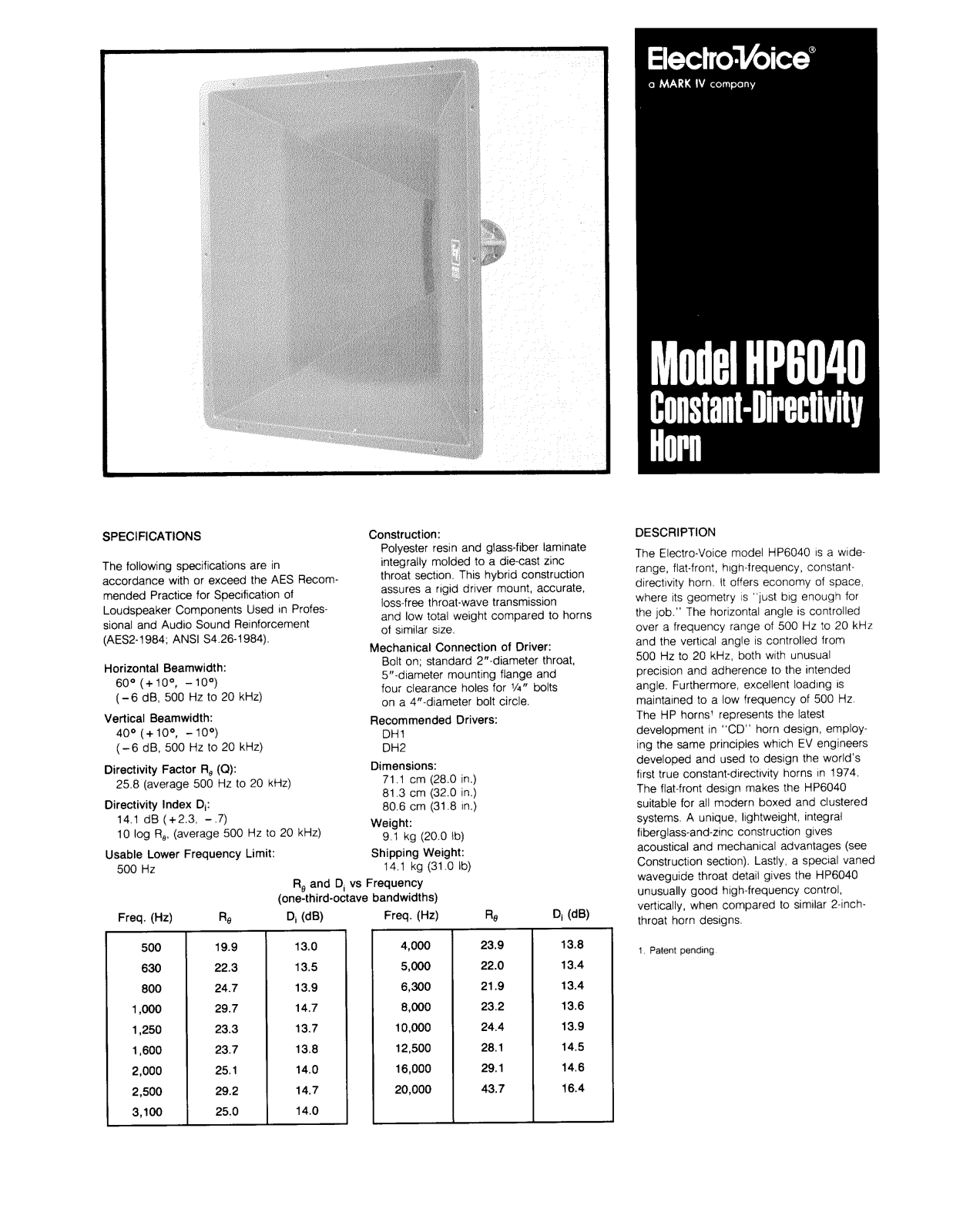 Electro-Voice HP6040 User Manual