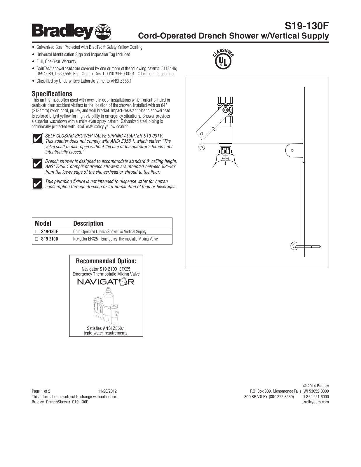 Bradley Corporation S19-130F User Manual