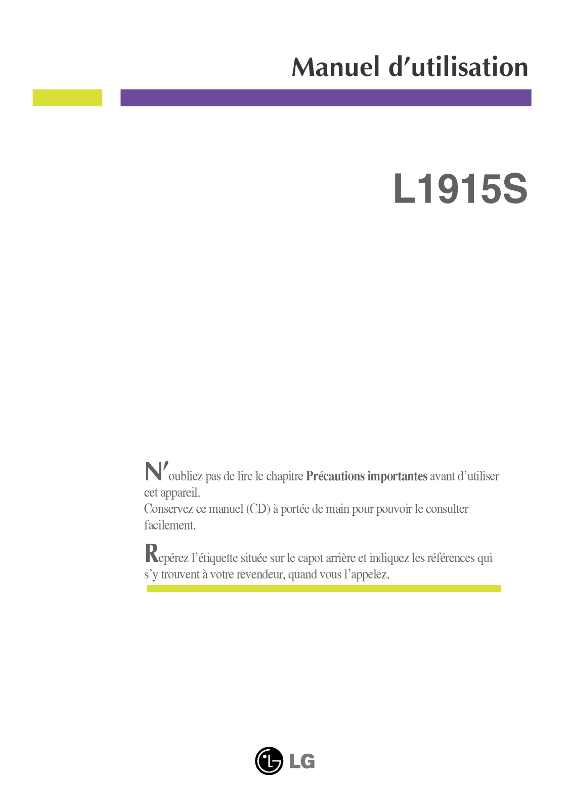 LG L1915SS User Manual