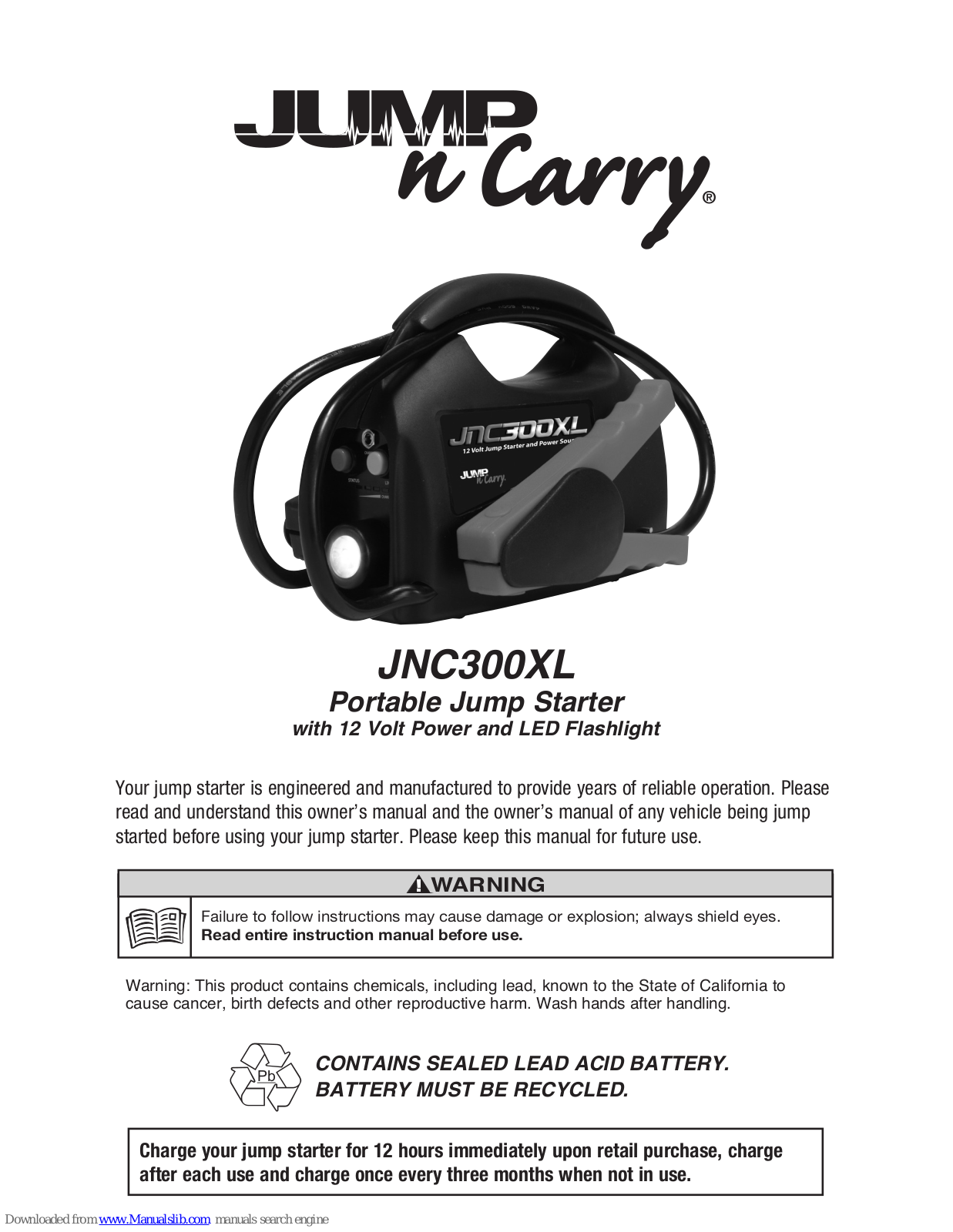 Jump n Carry JNC300XL, JNC300XLC Instruction Manual