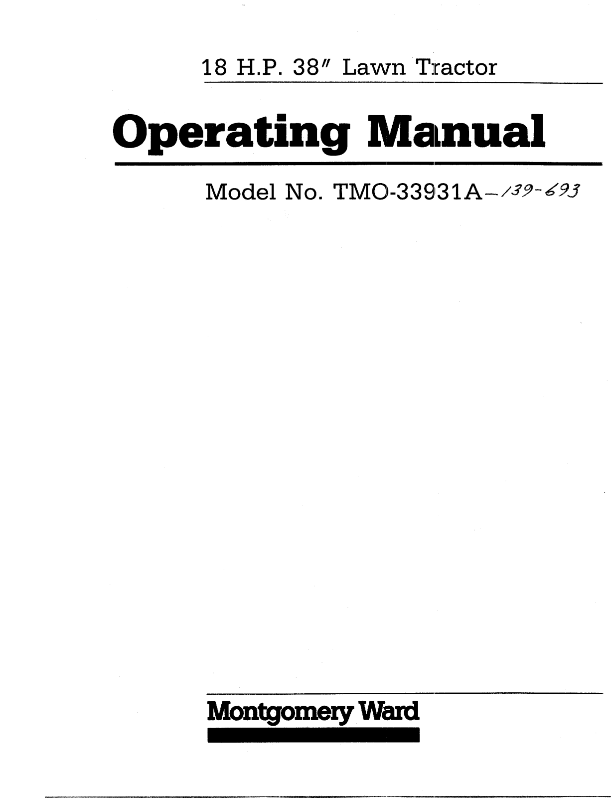 Bolens TMO-33931A User Manual