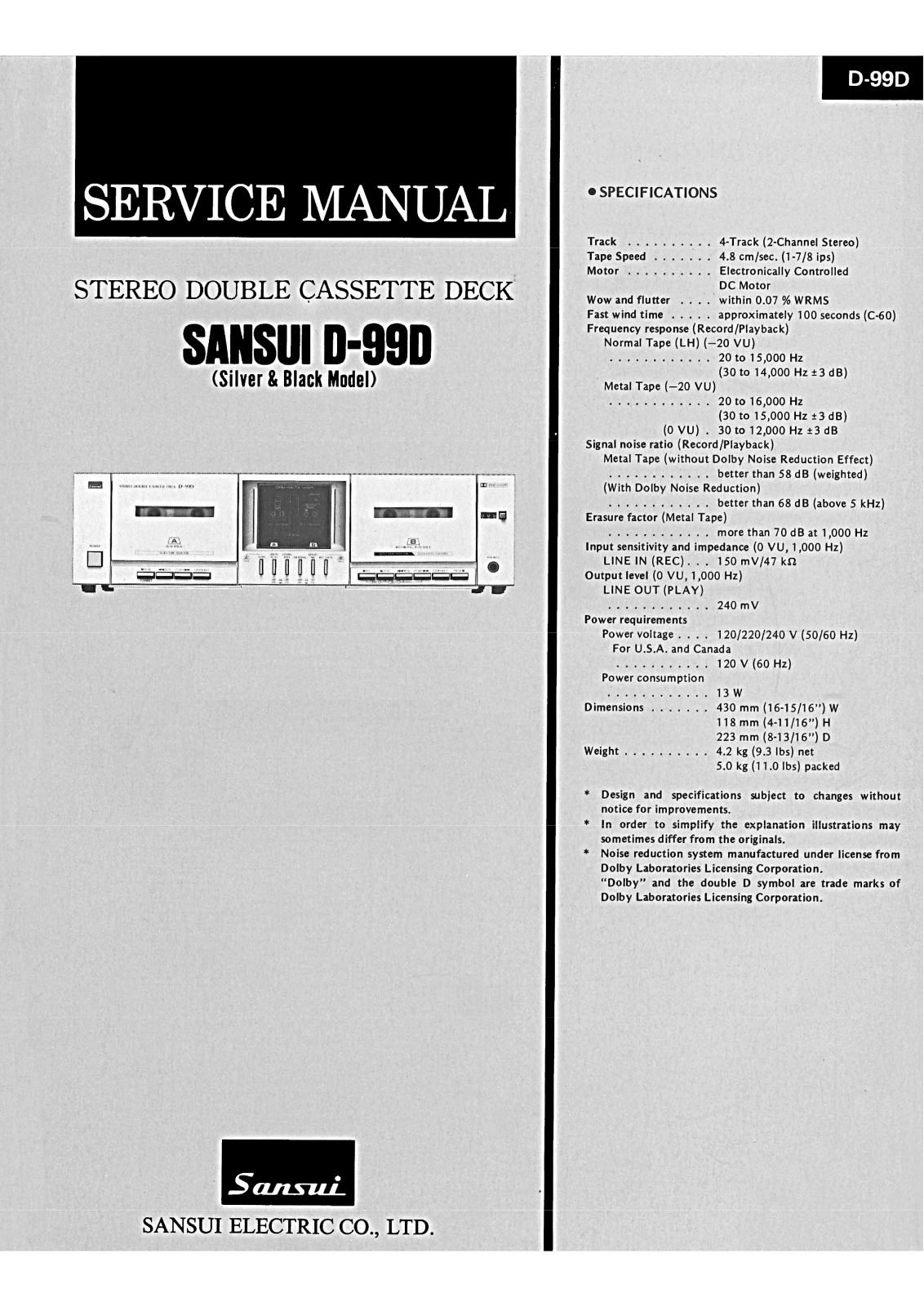 Sansui D-99-D Service Manual