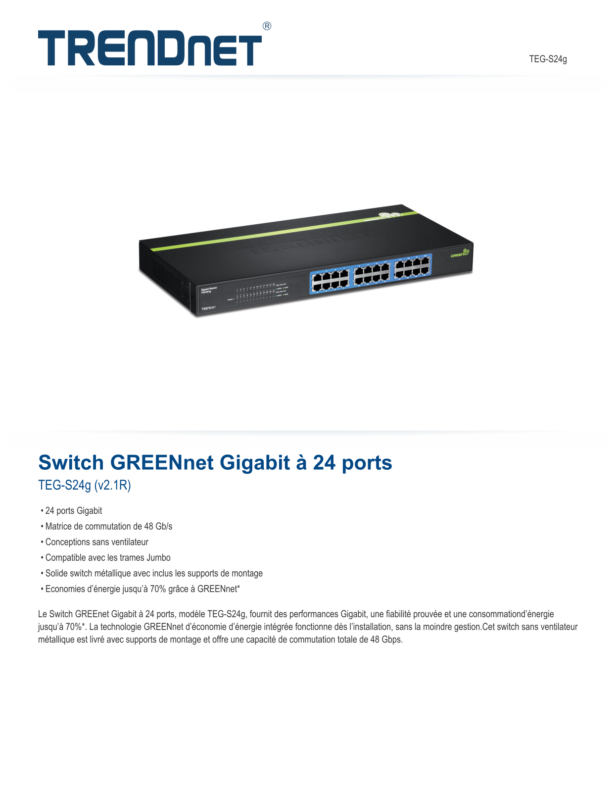 Trendnet TEG-S24g Datasheet