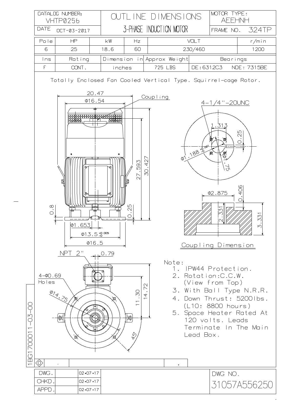 Teco VHTP0256 Reference Drawing