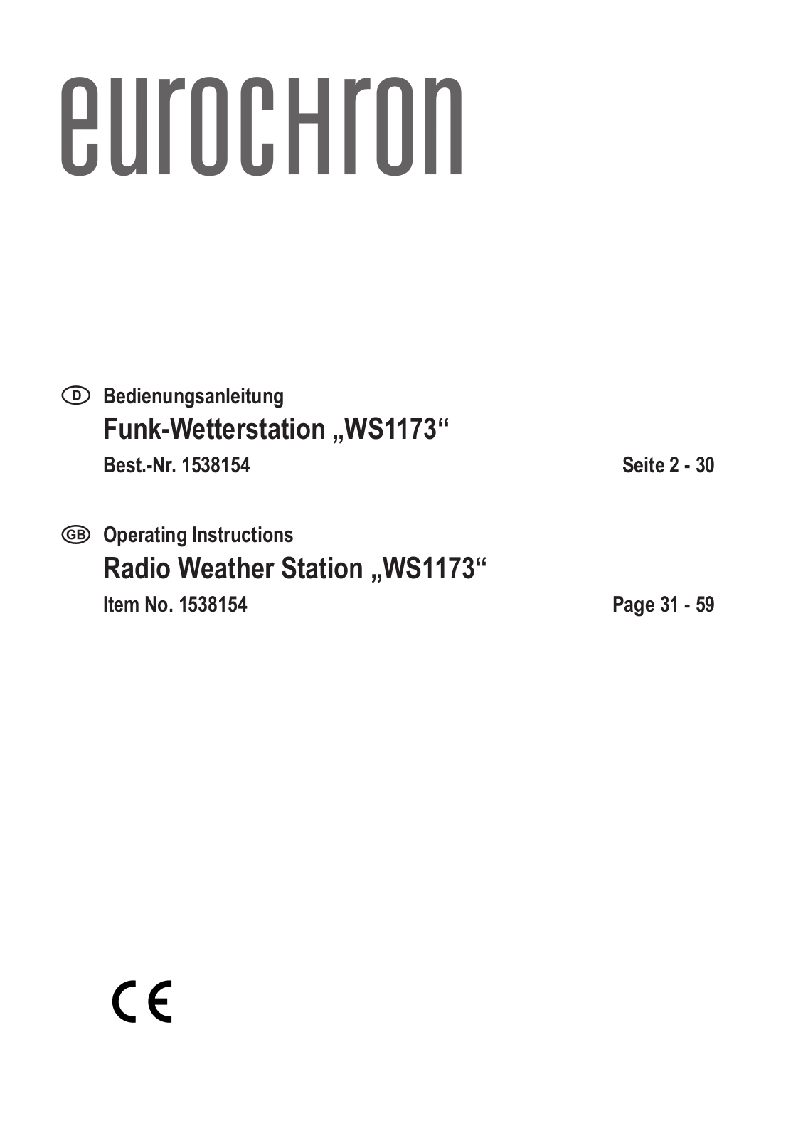 Eurochron WS1173 User guide