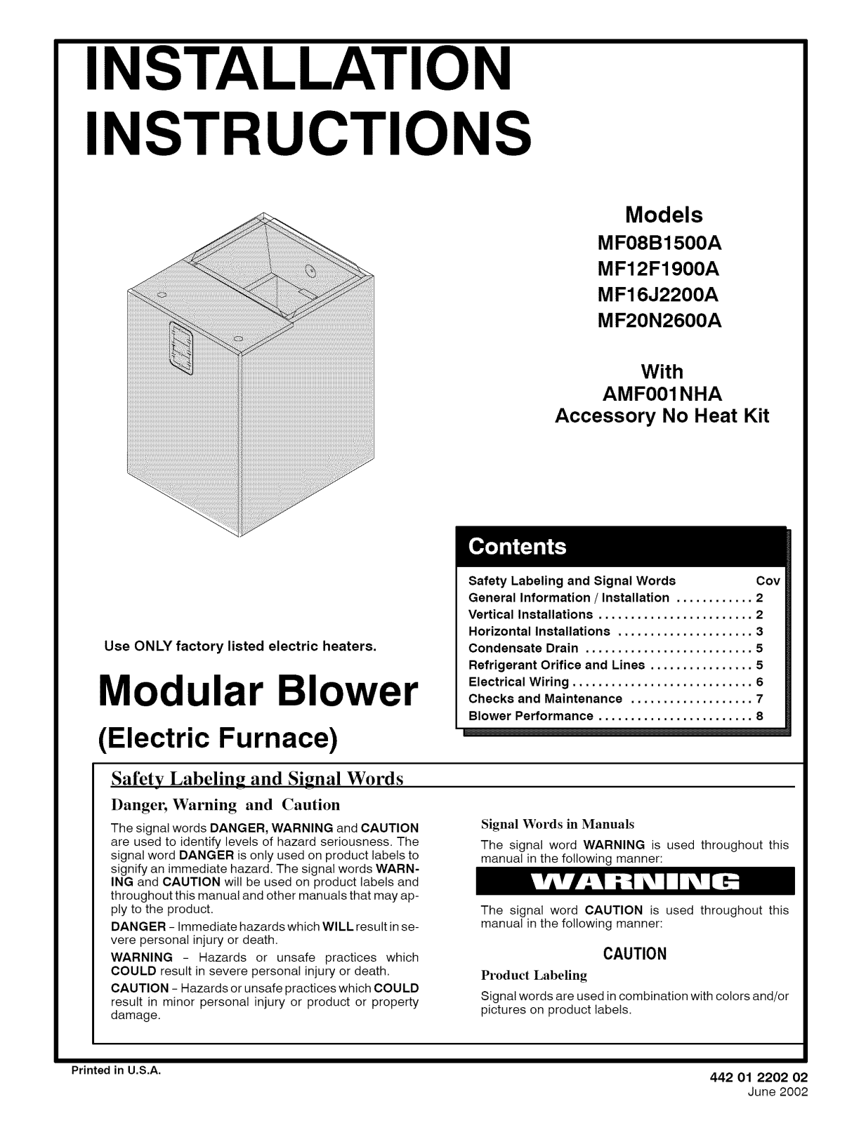 ICP MF08B1500A1, MF16J2200A1, MF20N2600A1 Installation Guide - ManualMachine.com