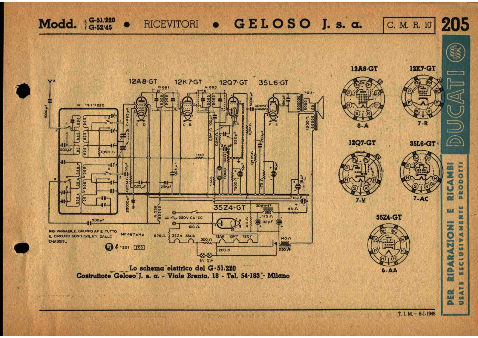 Geloso g 51 220 schematic