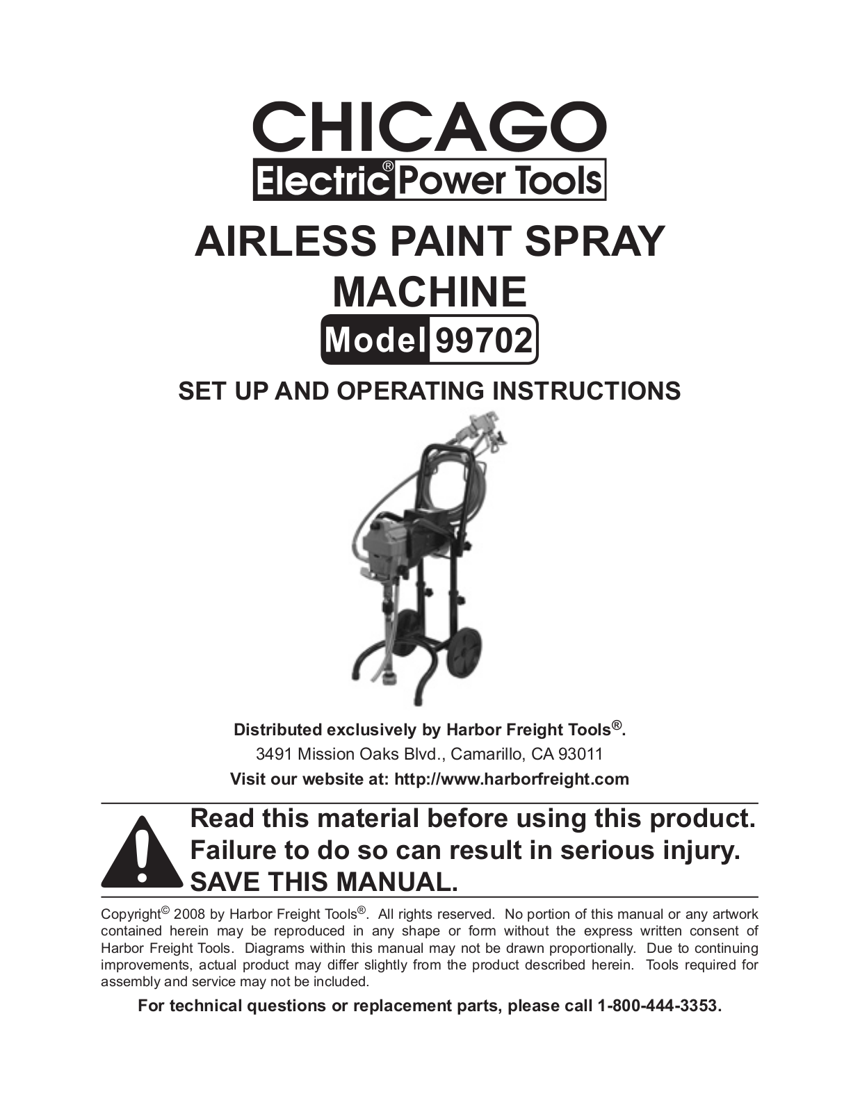 Chicago Electric 99702 User Manual