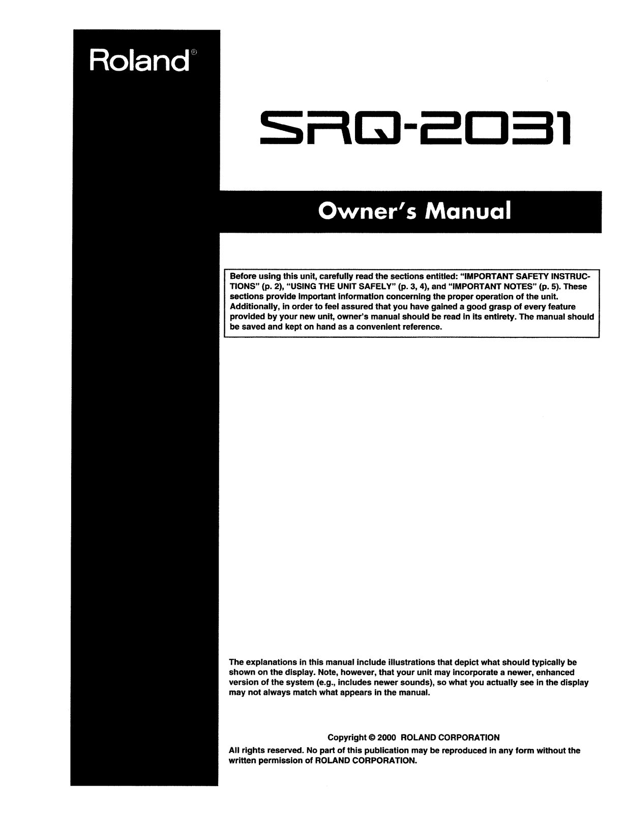 Roland SRQ 2031 Service Manual