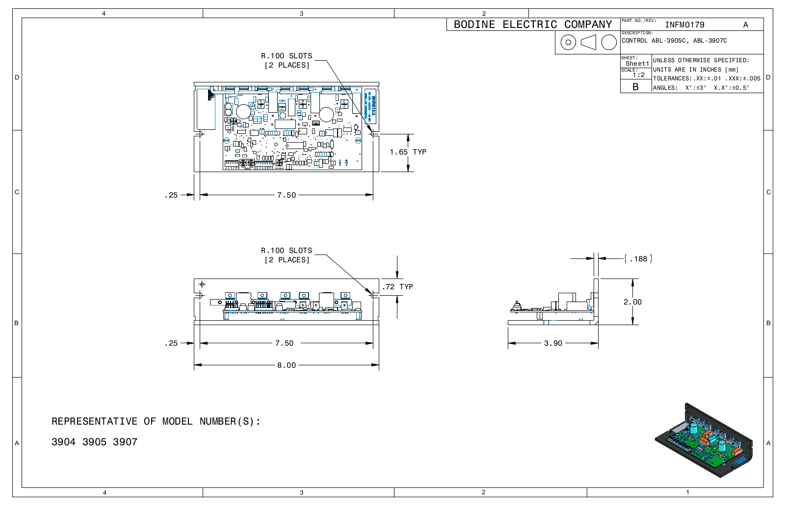 Bodine 3904, 3905, 3907 Reference Drawing