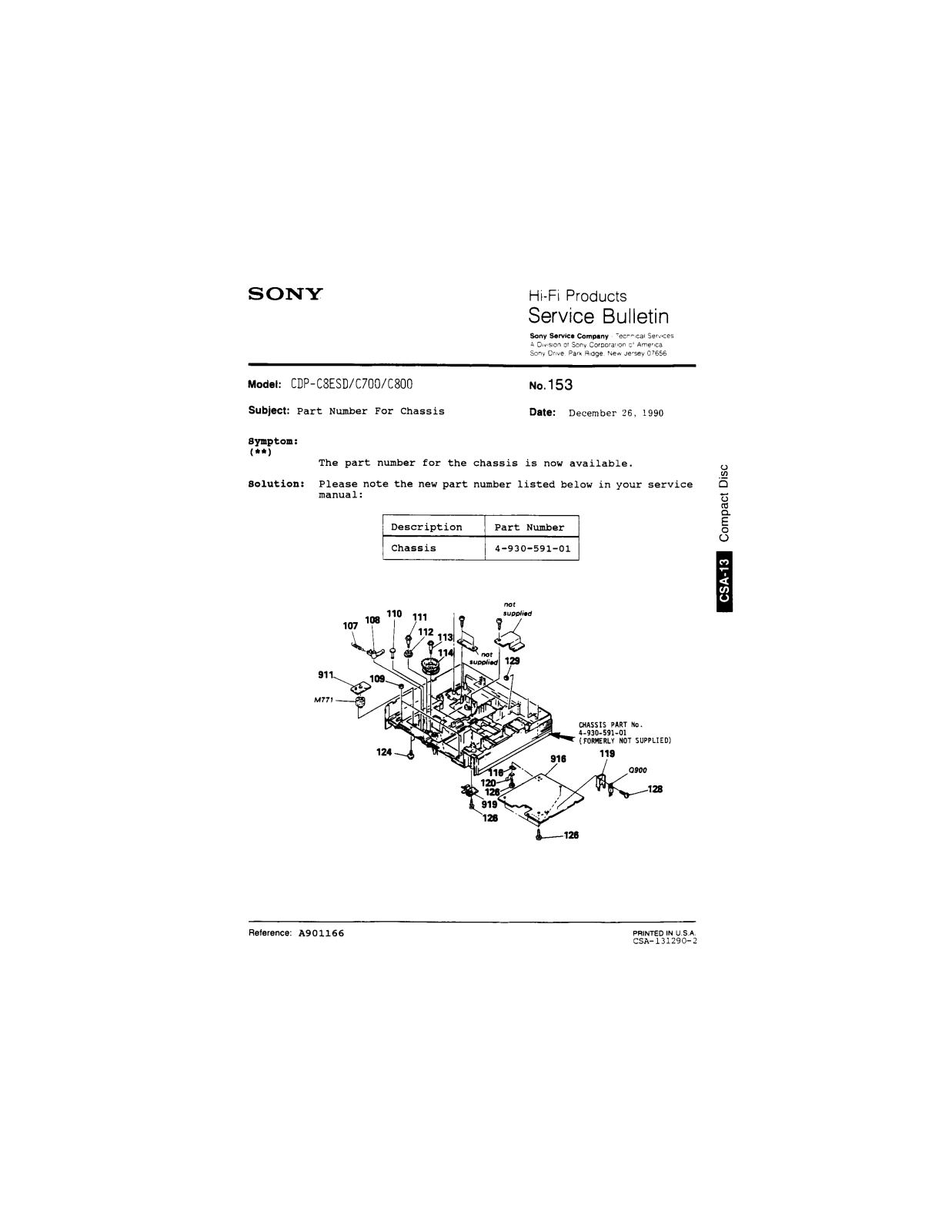 Sony CDP-C8ESD, CDP-C700, CDP-C800 Service Manual