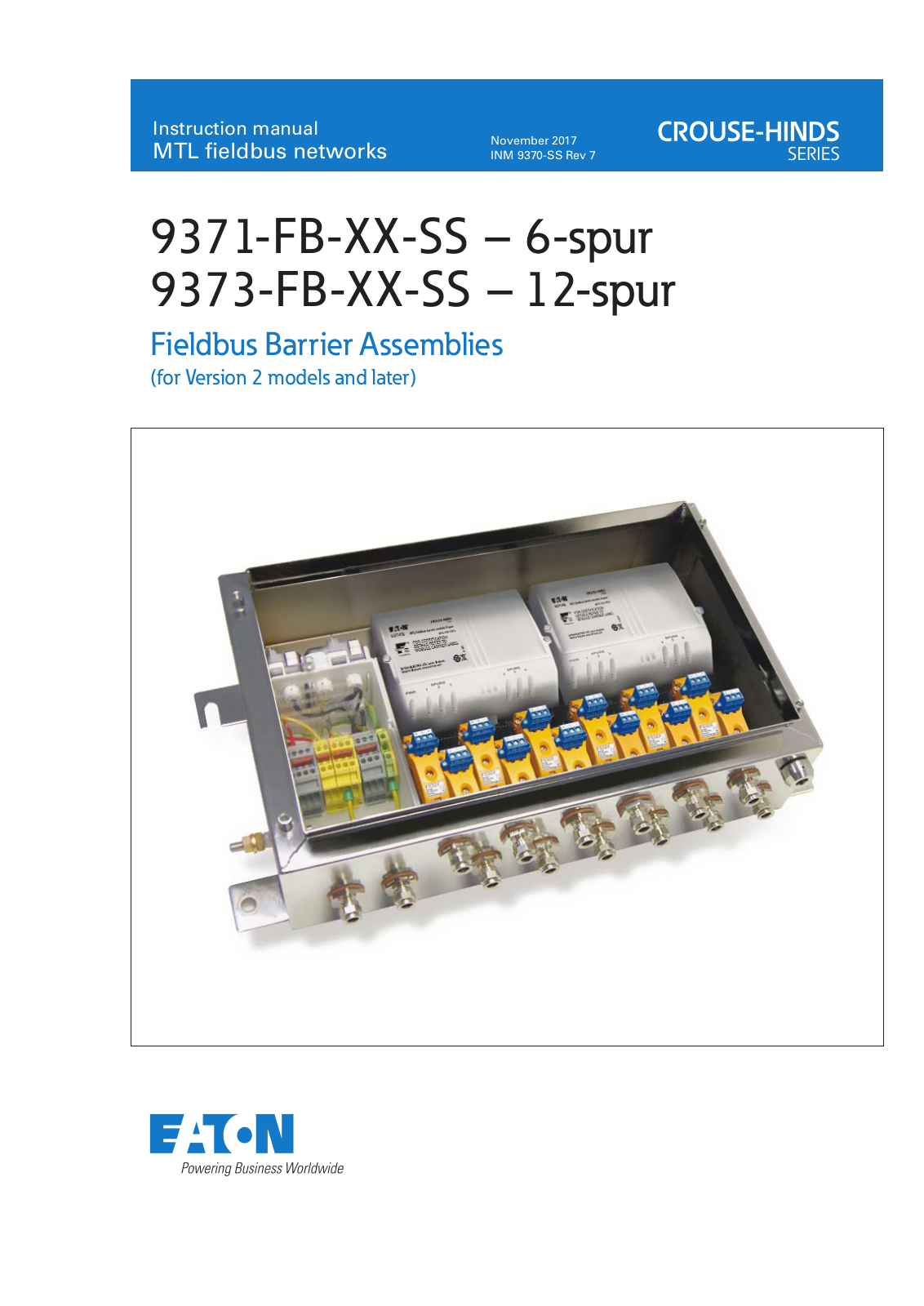 Eaton Crouse-Hinds Series, 9371-FB-SS Series, 9371-FB-PS-SS, 9373-FB-SS Series, 9373-FB-PS-SS Instruction Manual