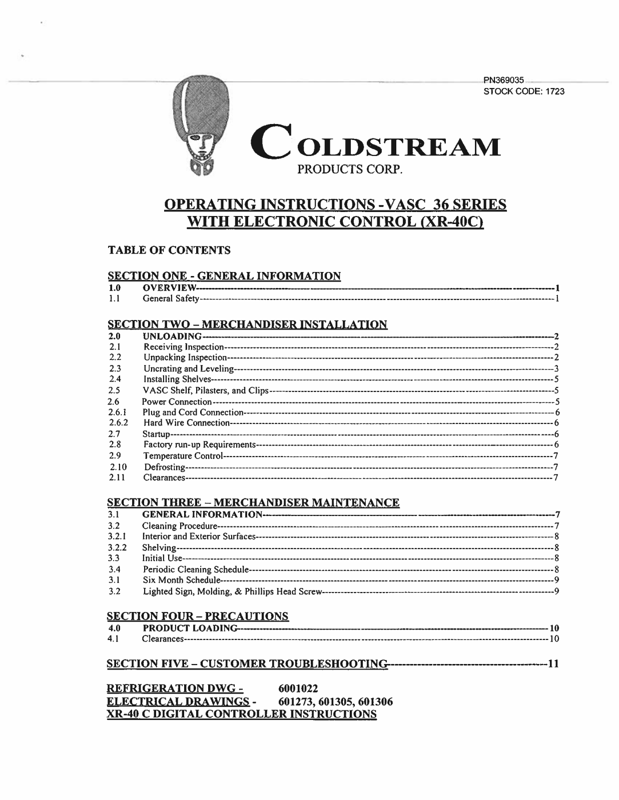 Cold Stream VASC 36 Installation  Manual