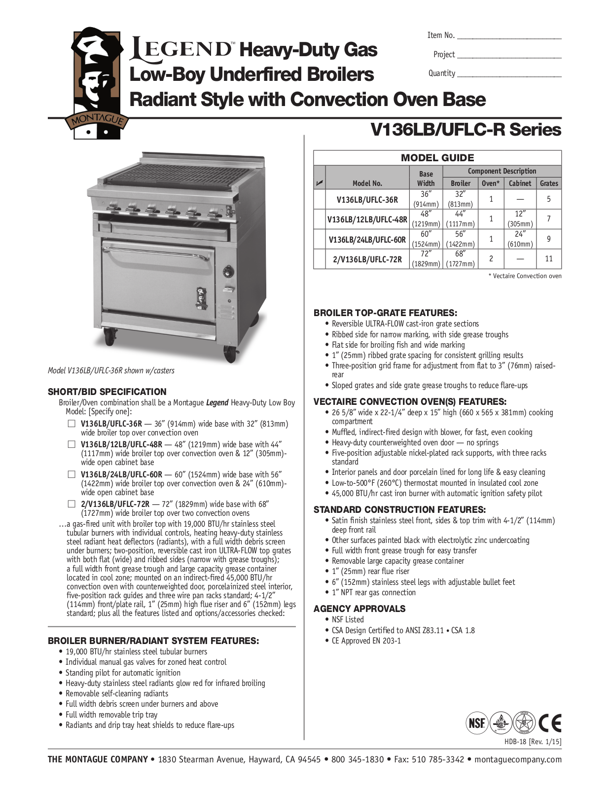 Montague V136LB-72R User Manual