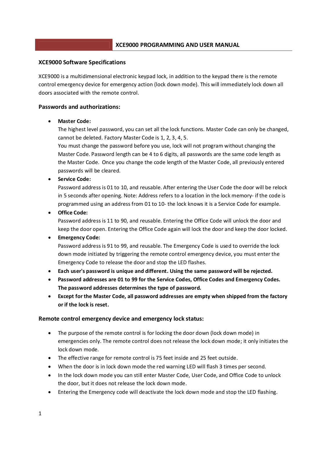 TownSteel XCE9000 Users Manual