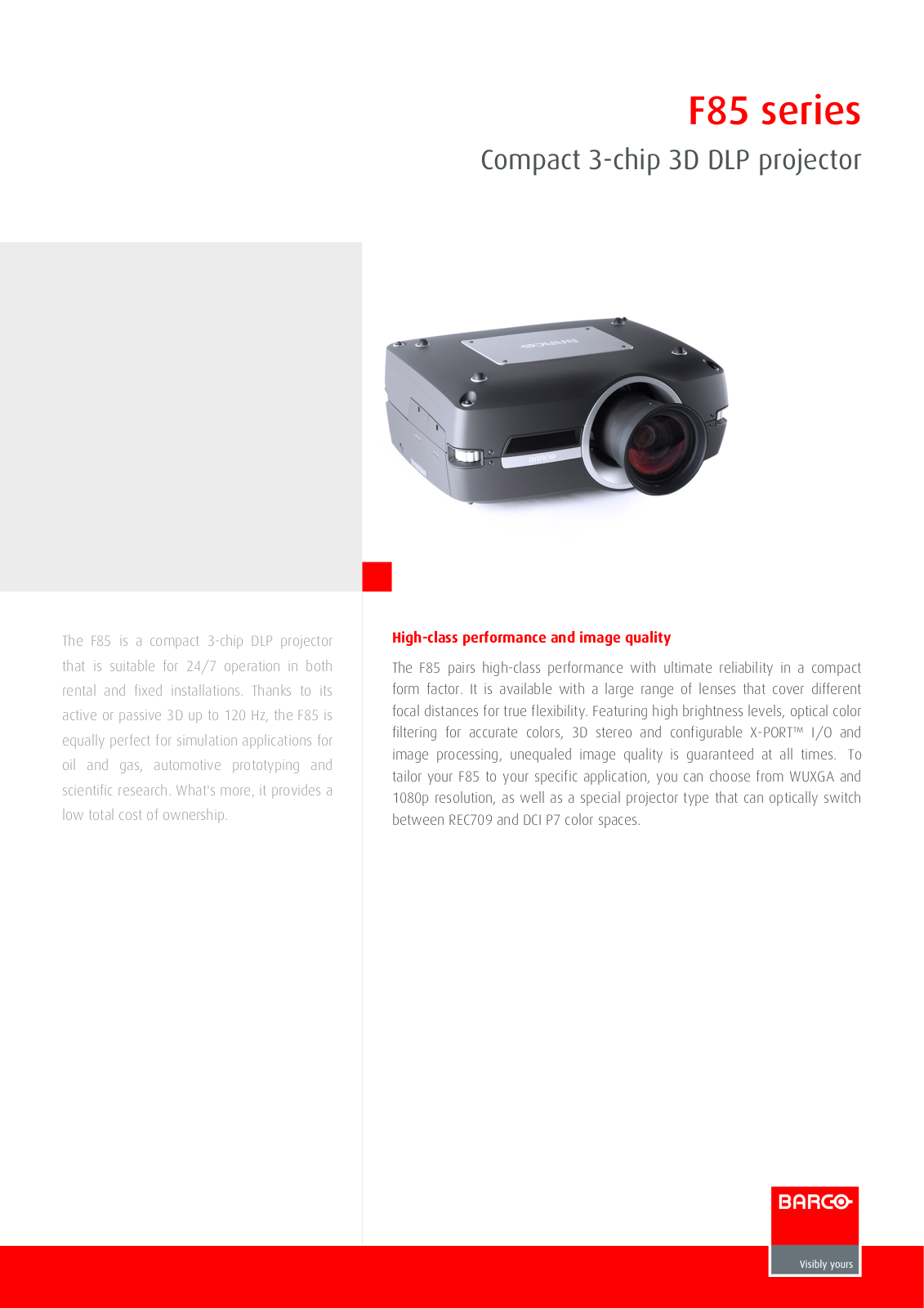 Barco F85 Product Sheet