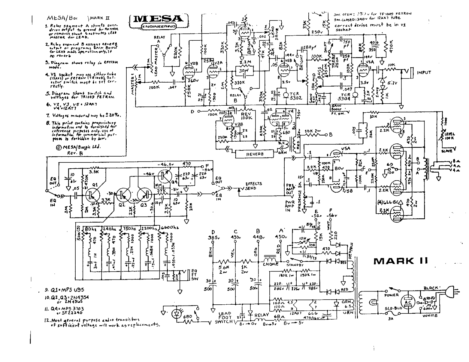 Mesa Boogie mkii schematic