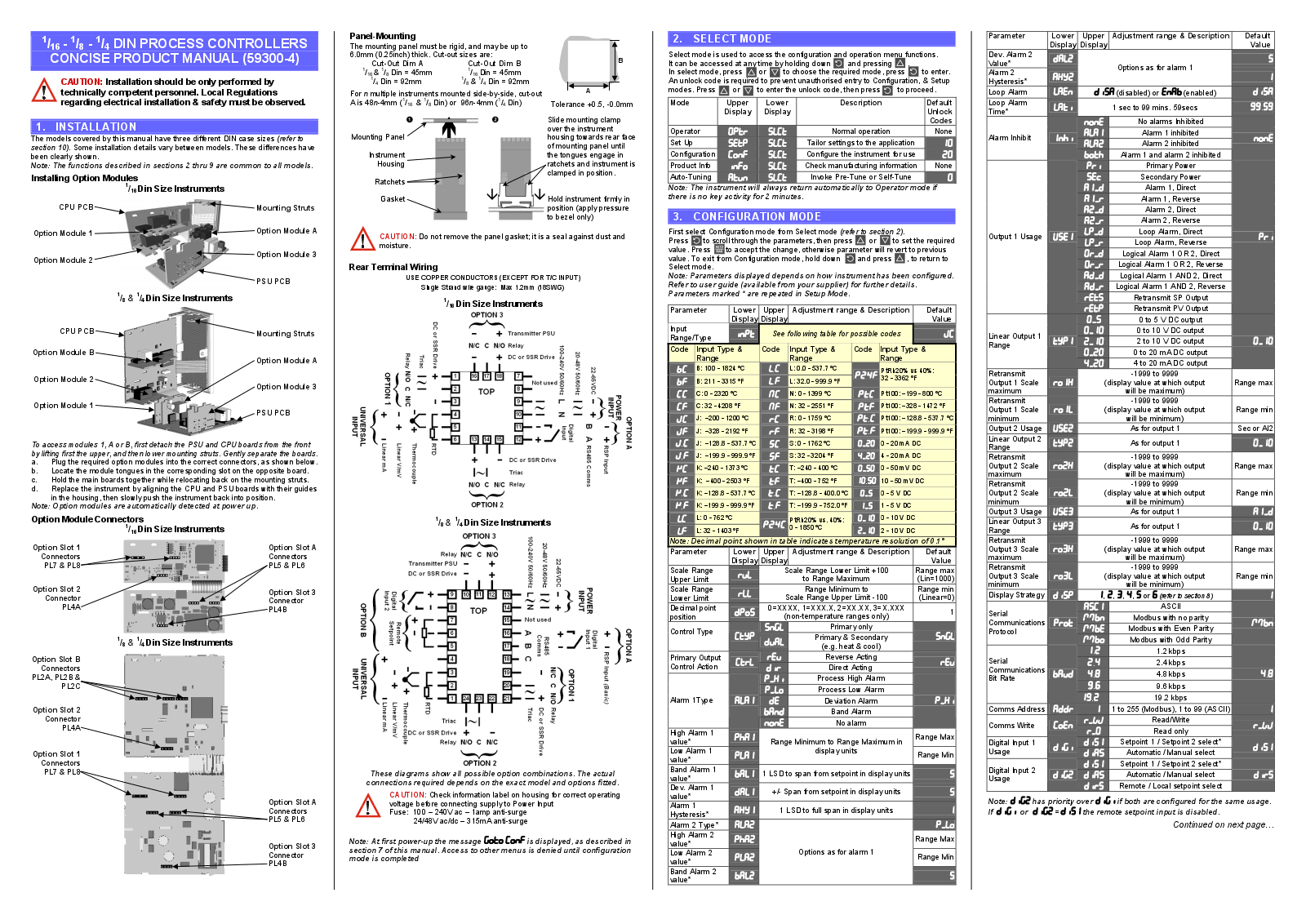 Partlow 1160+, 1400+ Operating Manual