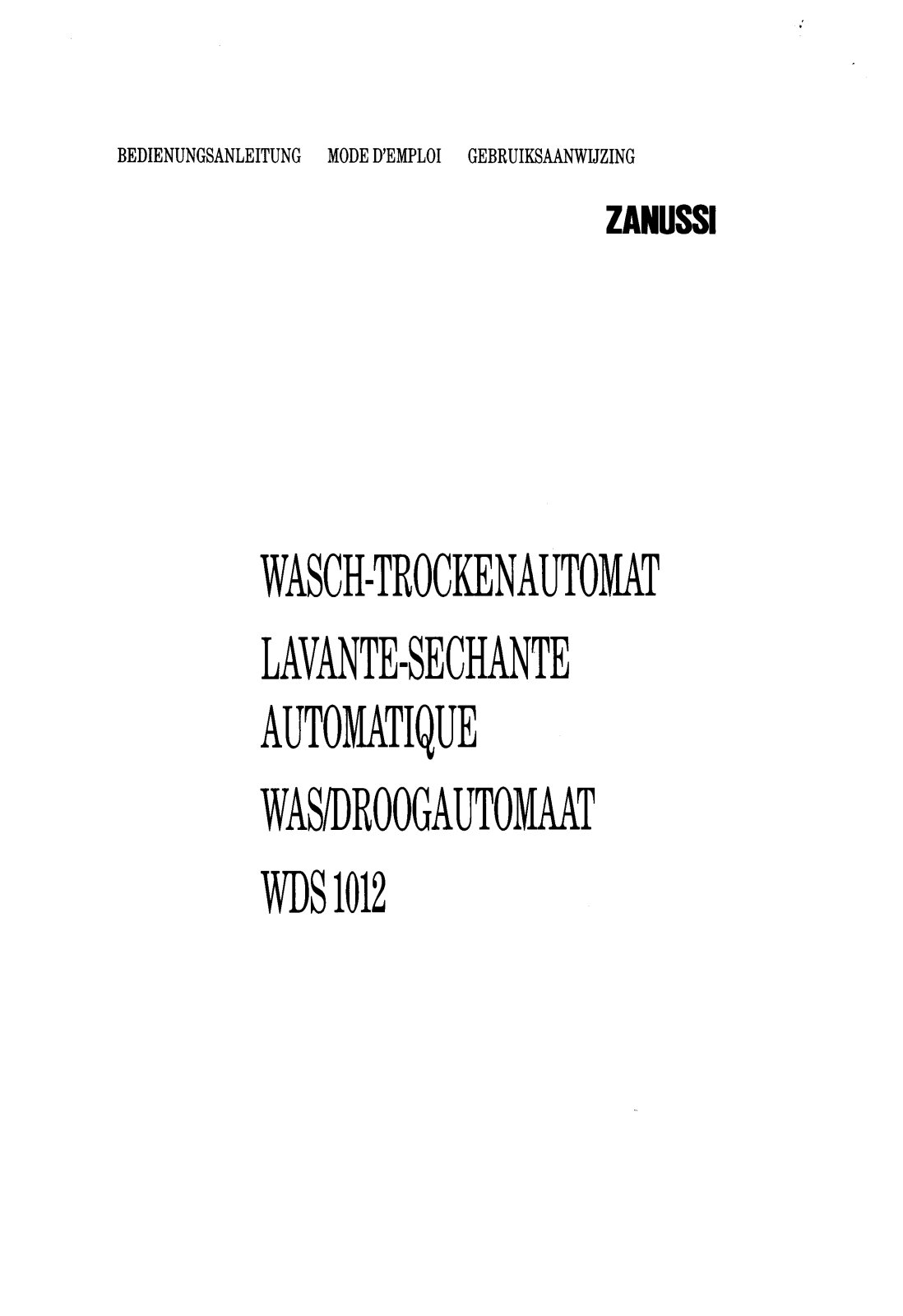 Zanussi WDS1012 User Manual