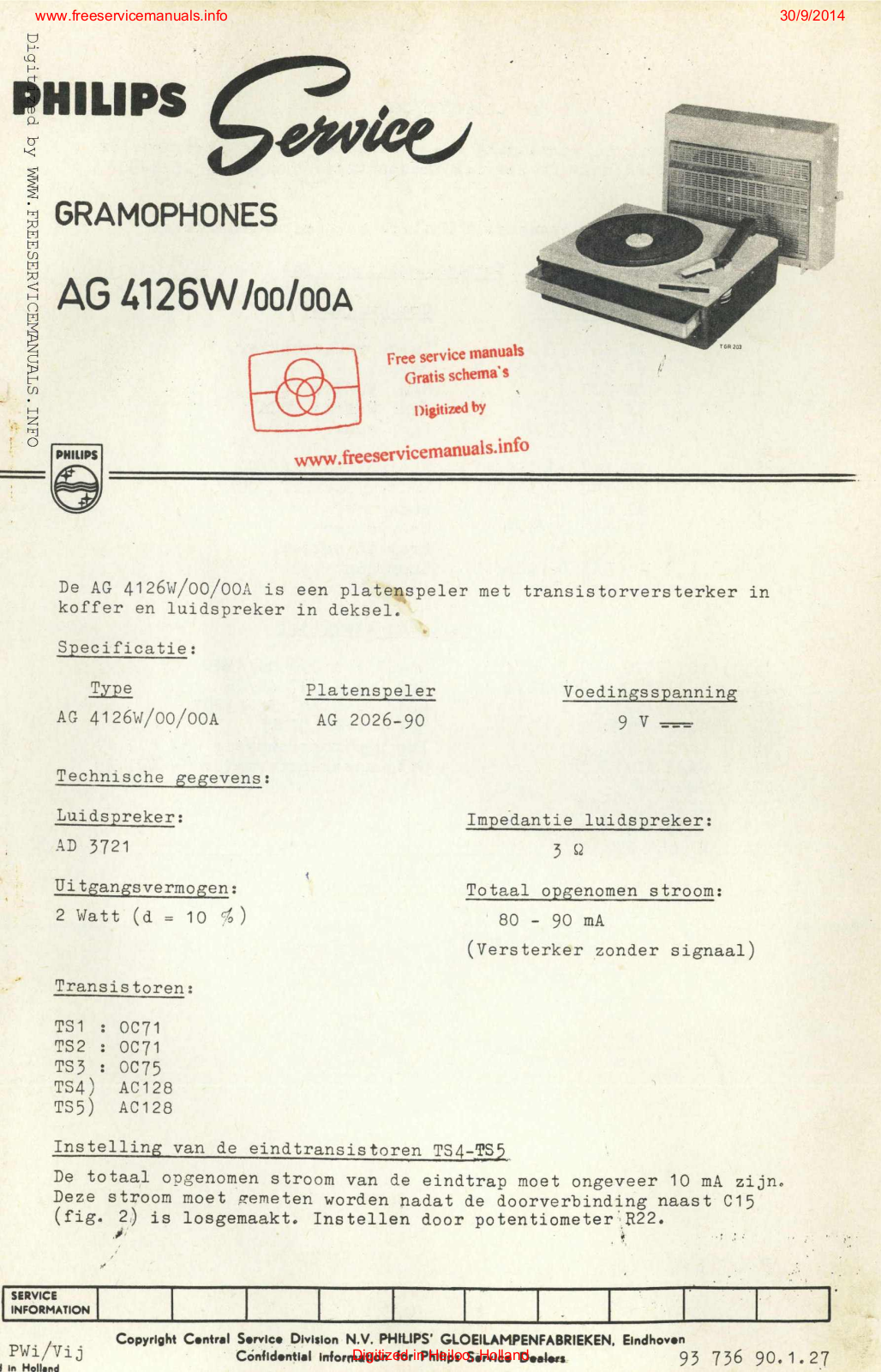 Philips ag4126w Datasheet - ManualMachine.com