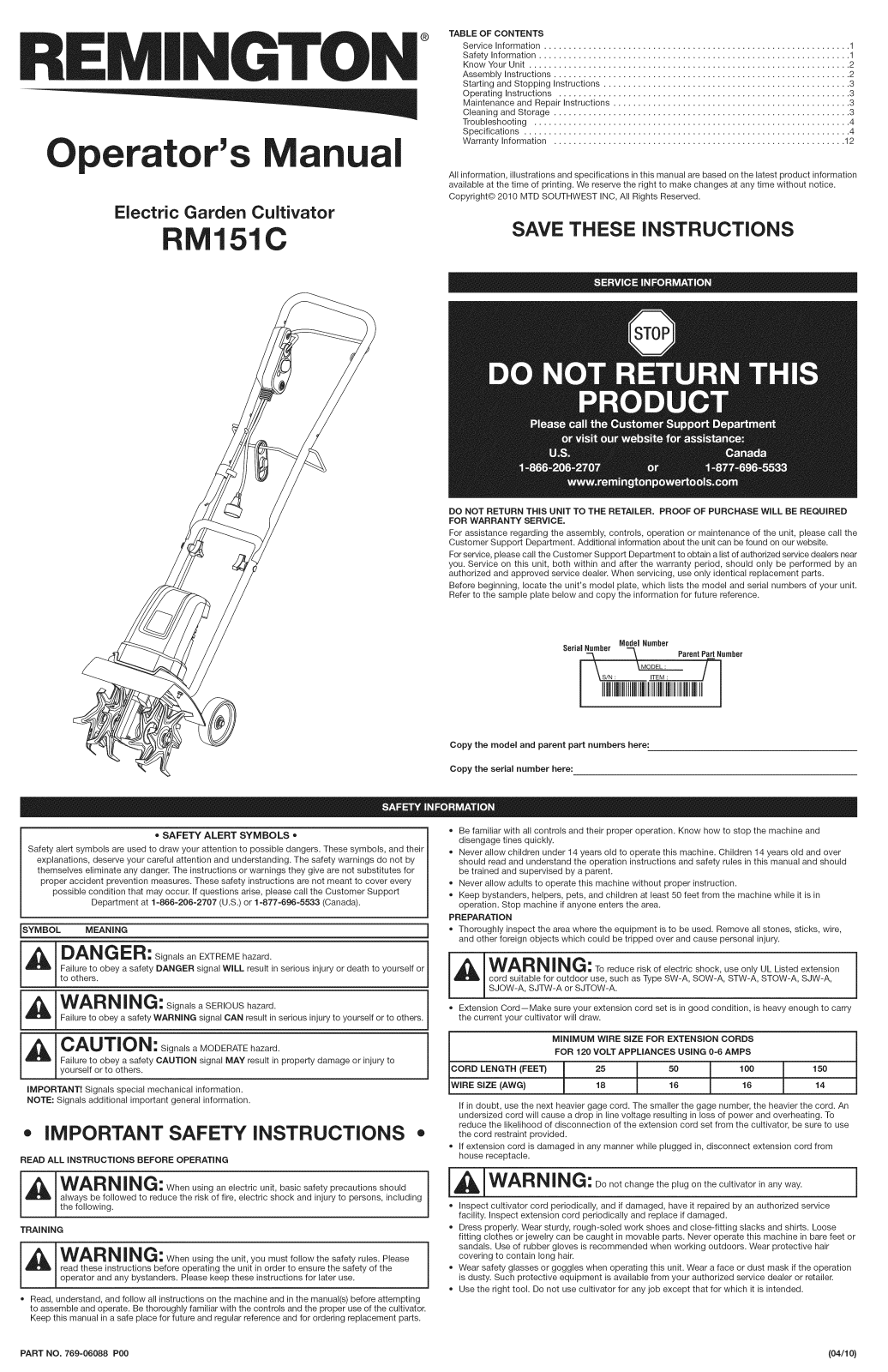 MTD 21A-151A983 Owner’s Manual