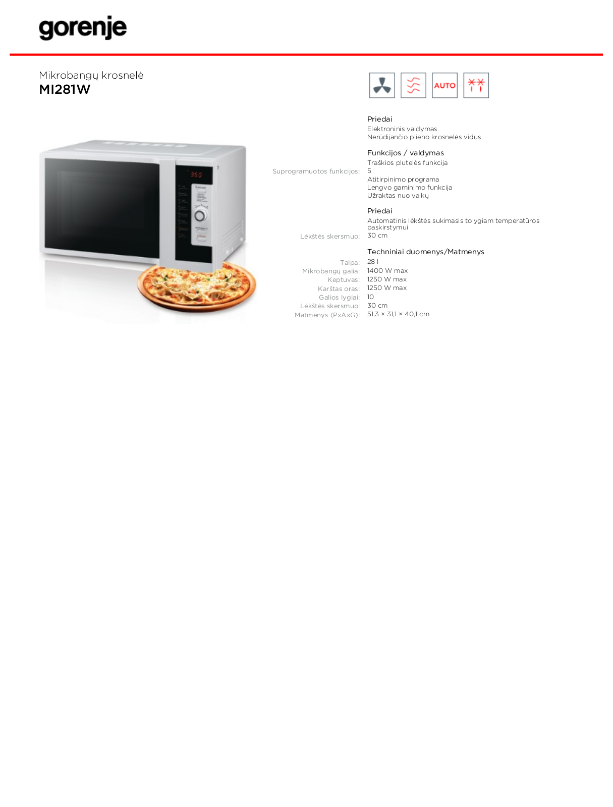 Gorenje MI281W BROCHURE