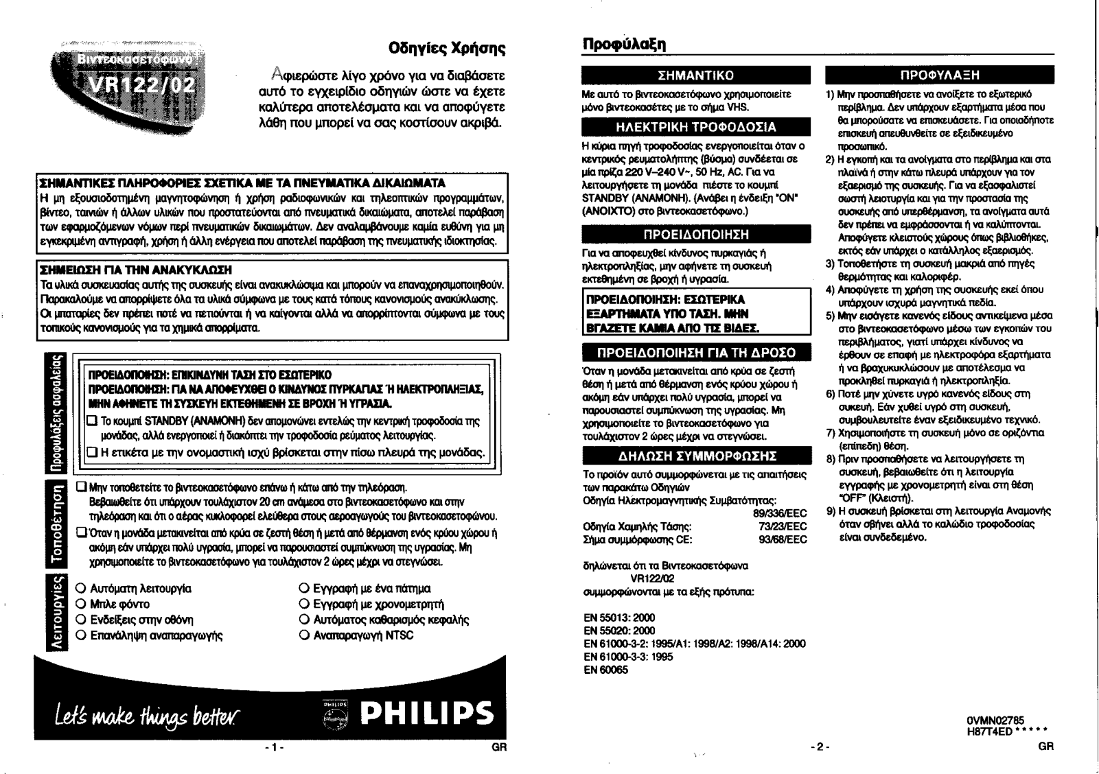 Philips VR122 User Manual