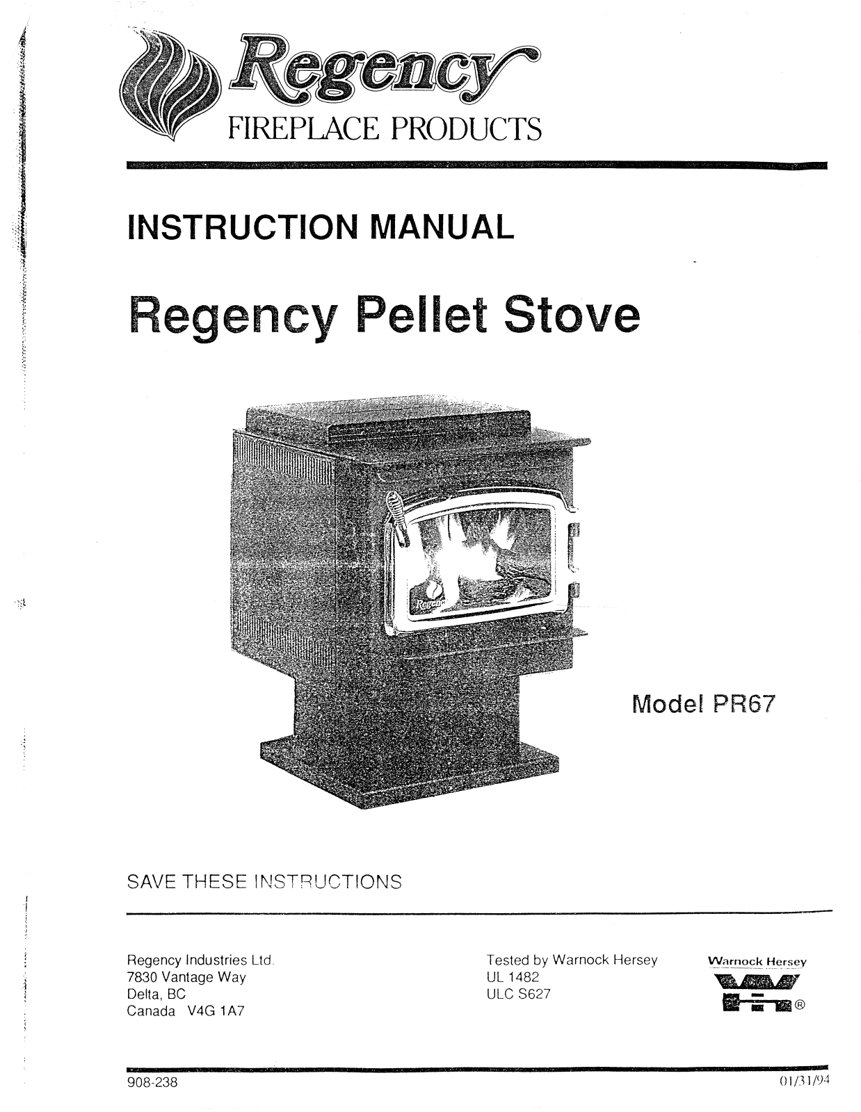 Regency PR67 Installation Manual