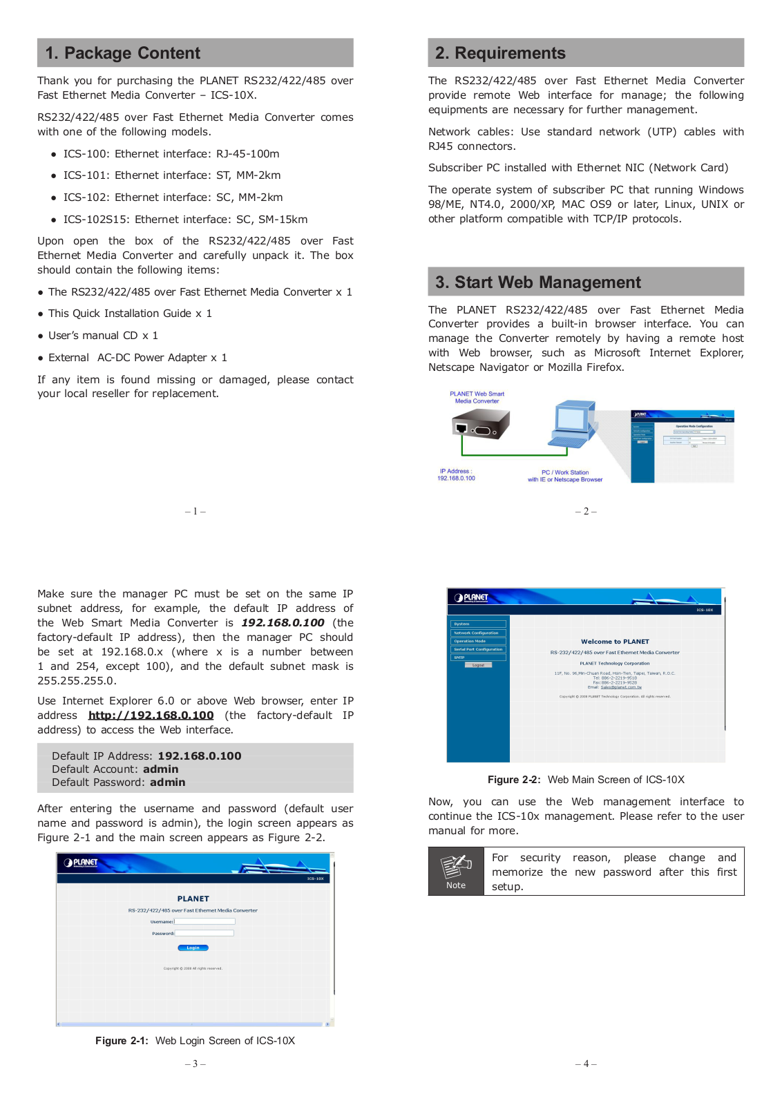 PLANET ICS-100 User Manual