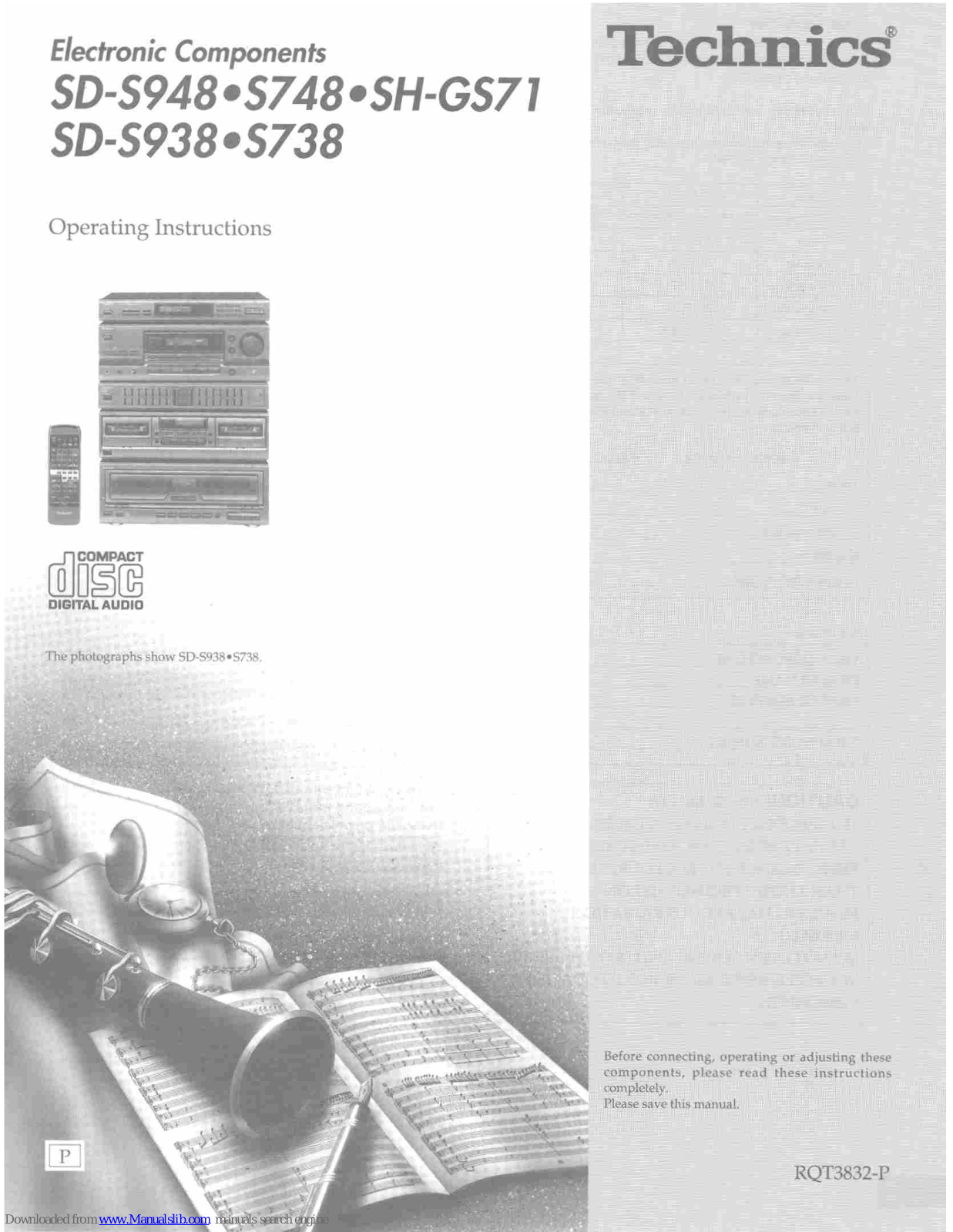 Technics SH-GS71, SD-S748, SD-S938, DS938 - ELECTRONIC COMPONENT Operating Instructions Manual