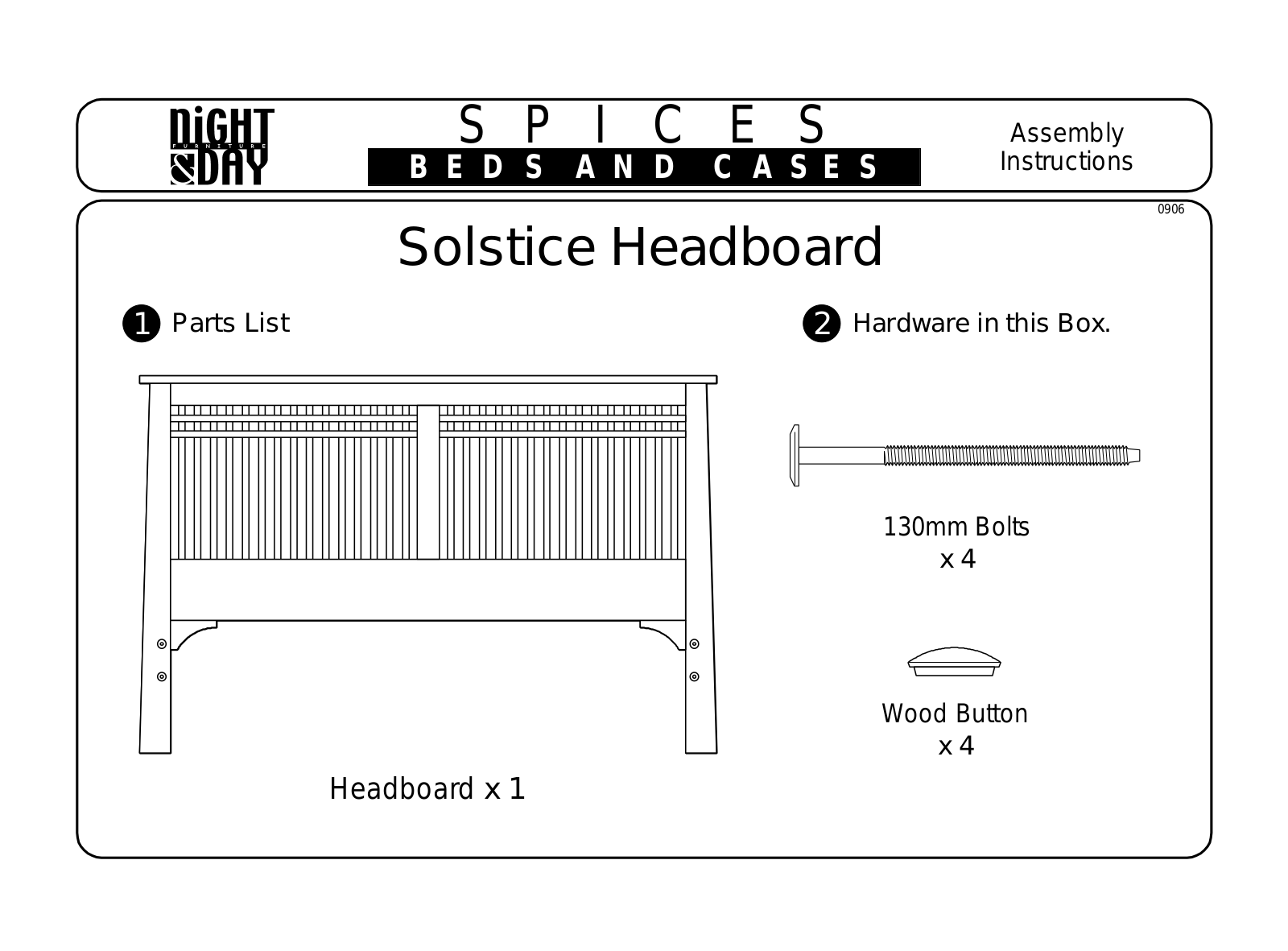 Night & Day Solstice Bed Assembly Instruction