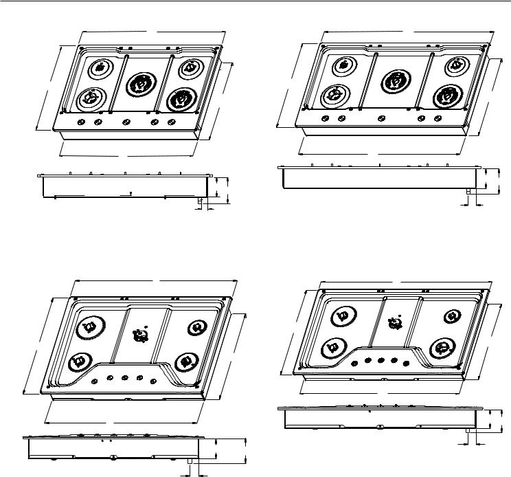 Whirlpool WCG51US0DS, WCG51US0DB, MGC9530DS, MGC7536DE, MGC7536DB Dimension Guide