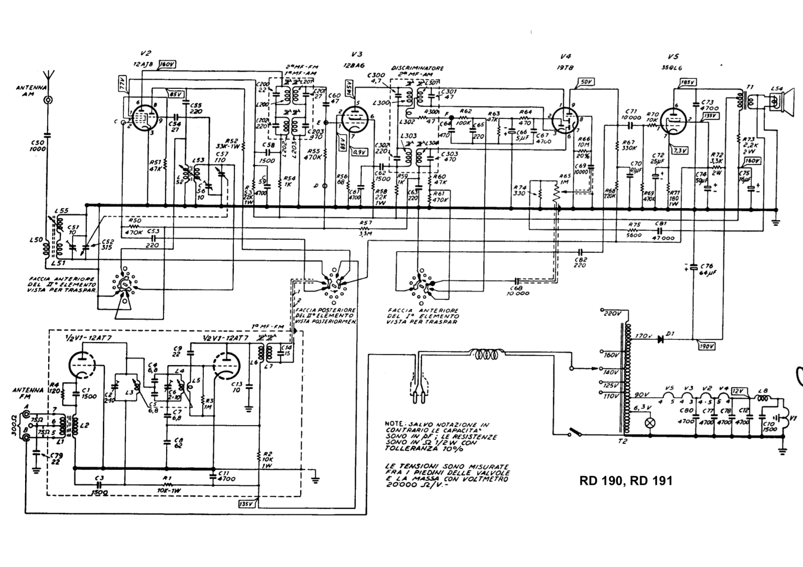 Radiomarelli rd190, rd191 schematic