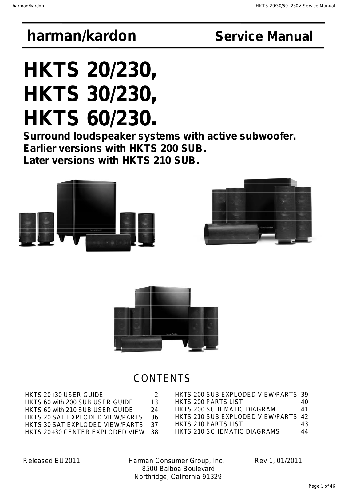 Harman Kardon HKTS 20, HKTS 30, HKTS 60 Service manual rev.1
